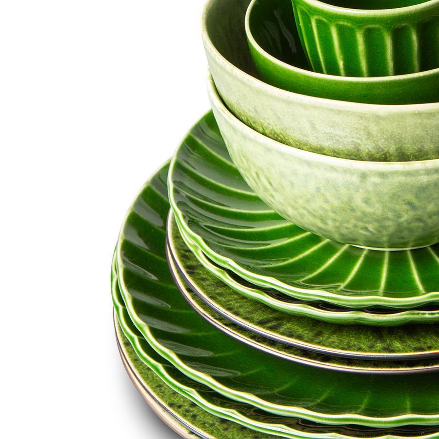 Zestaw 2 ceramicznych żebrowanych talerzy EMERALDS zielony HKliving Eye on Design