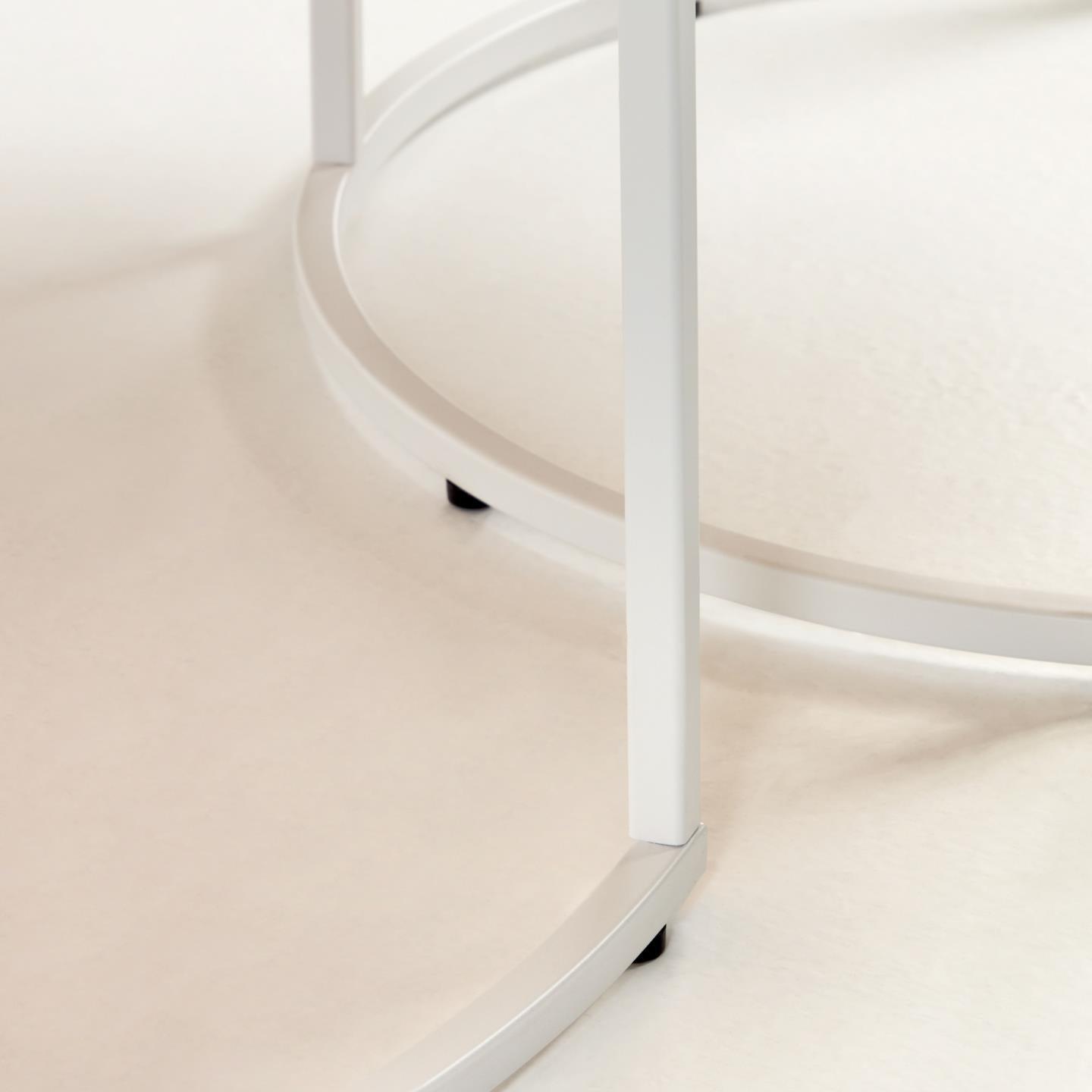 Zestaw okrągłych stolików bocznych YOANA fornir dębowy z białą podstawą La Forma Eye on Design