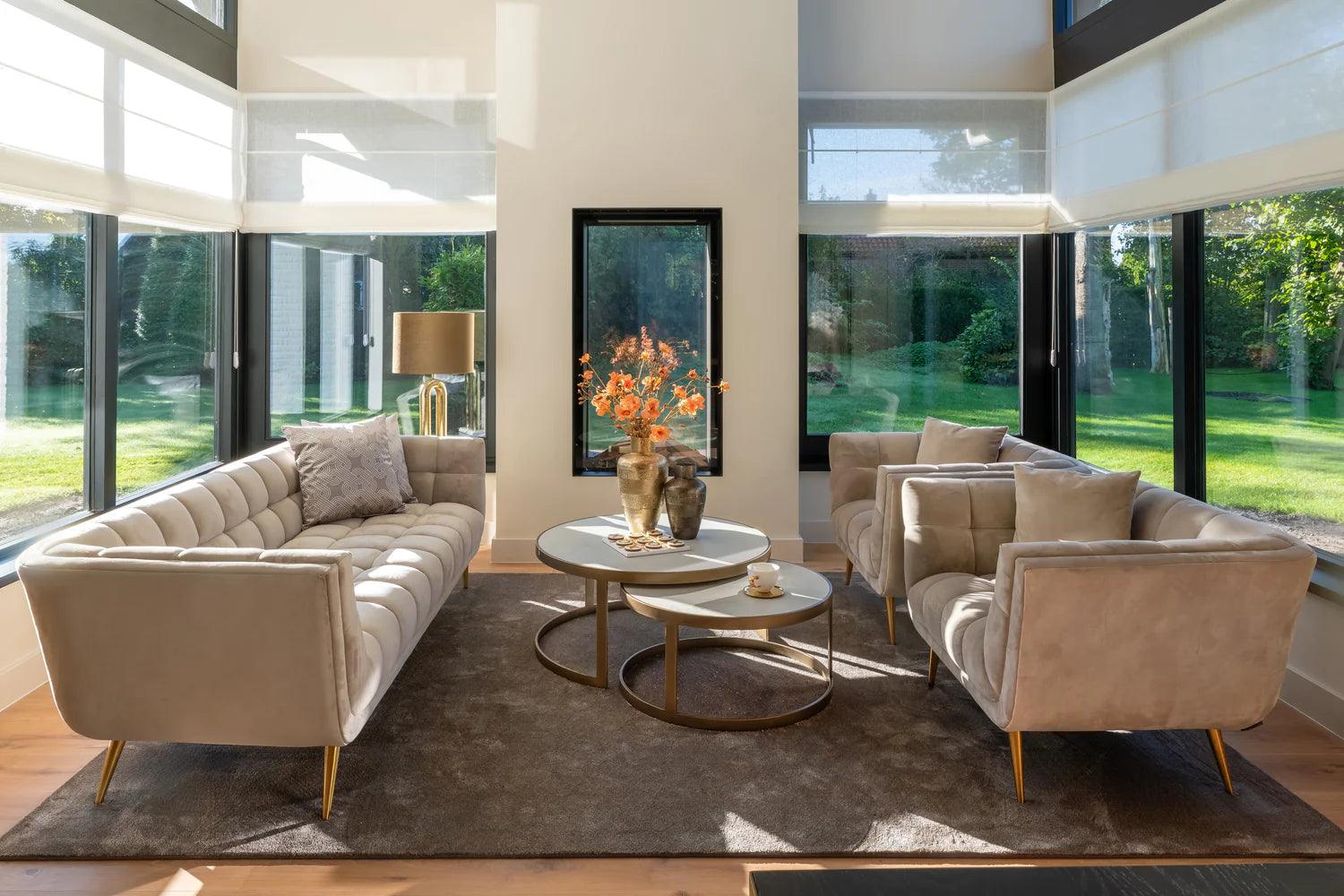 Zestaw stolików kawowych WHITEBONE mosiężny Richmond Interiors Eye on Design