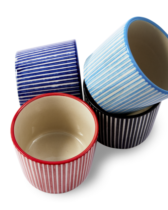 Zestaw kubków do espresso MARINE STRIPED kolorowa kamionka