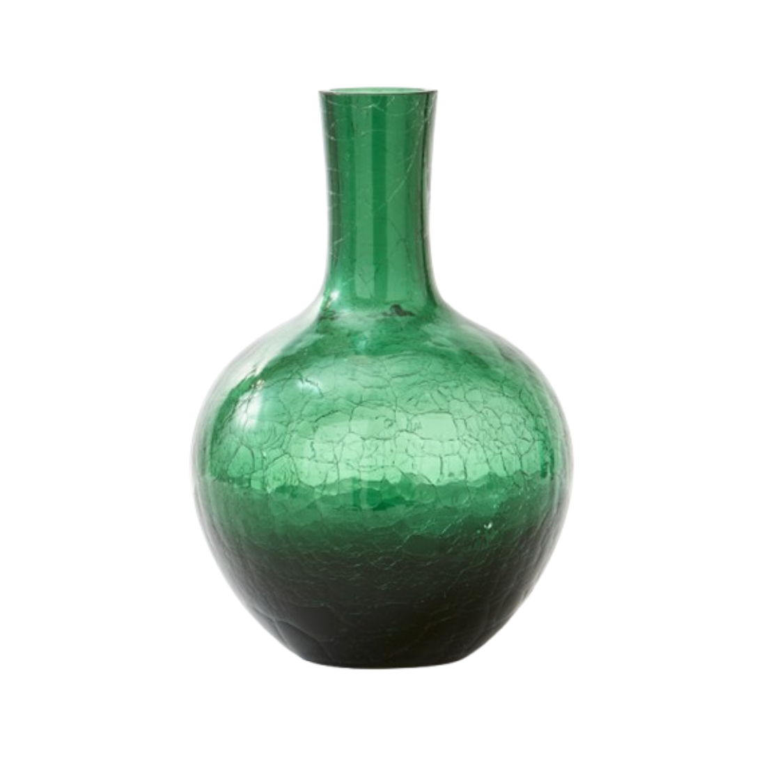 Vase aus Crackle-Glas, dunkelgrün
