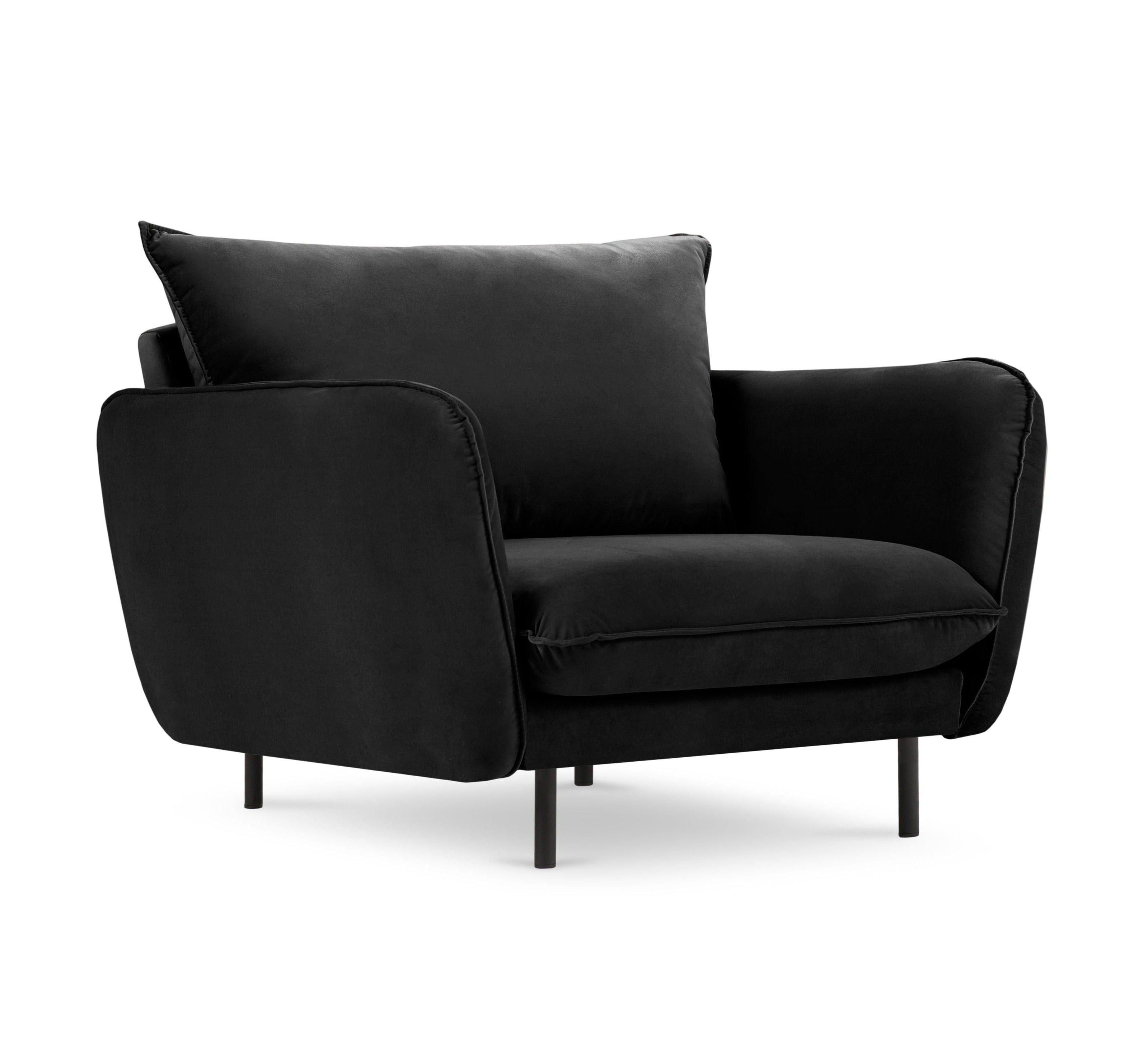 Fotel aksamitny VIENNA czarny z czarną podstawą Cosmopolitan Design    Eye on Design