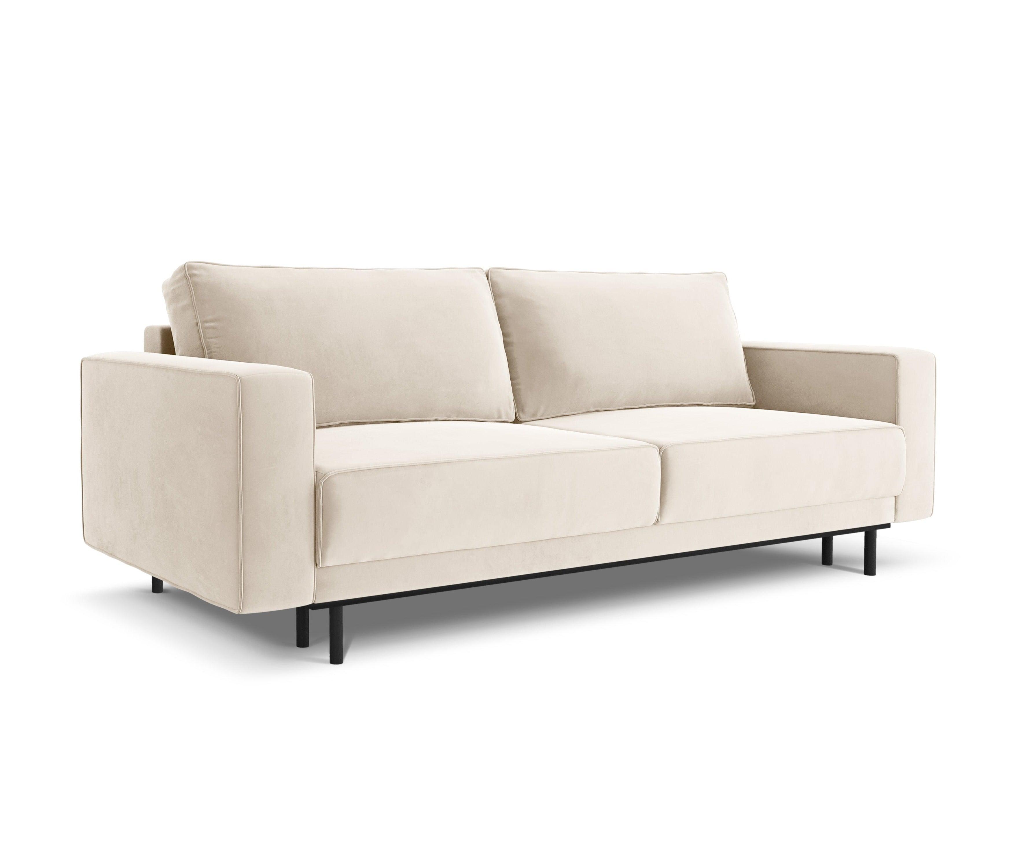 Sofa aksamitna z funkcją spania CARO beżowy Micadoni Eye on Design