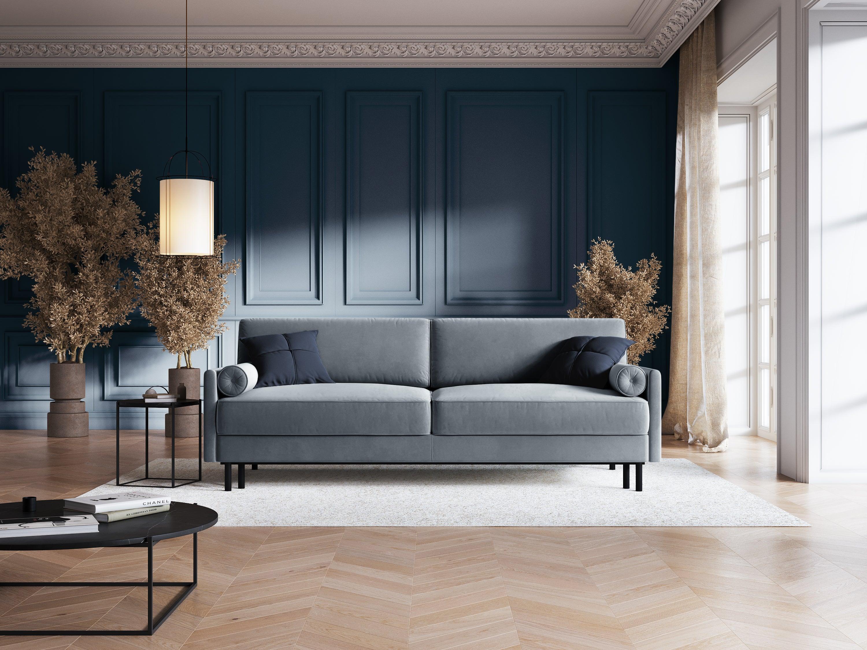Sofa aksamitna z funkcją spania SCOTT jasnoniebieski Micadoni Eye on Design