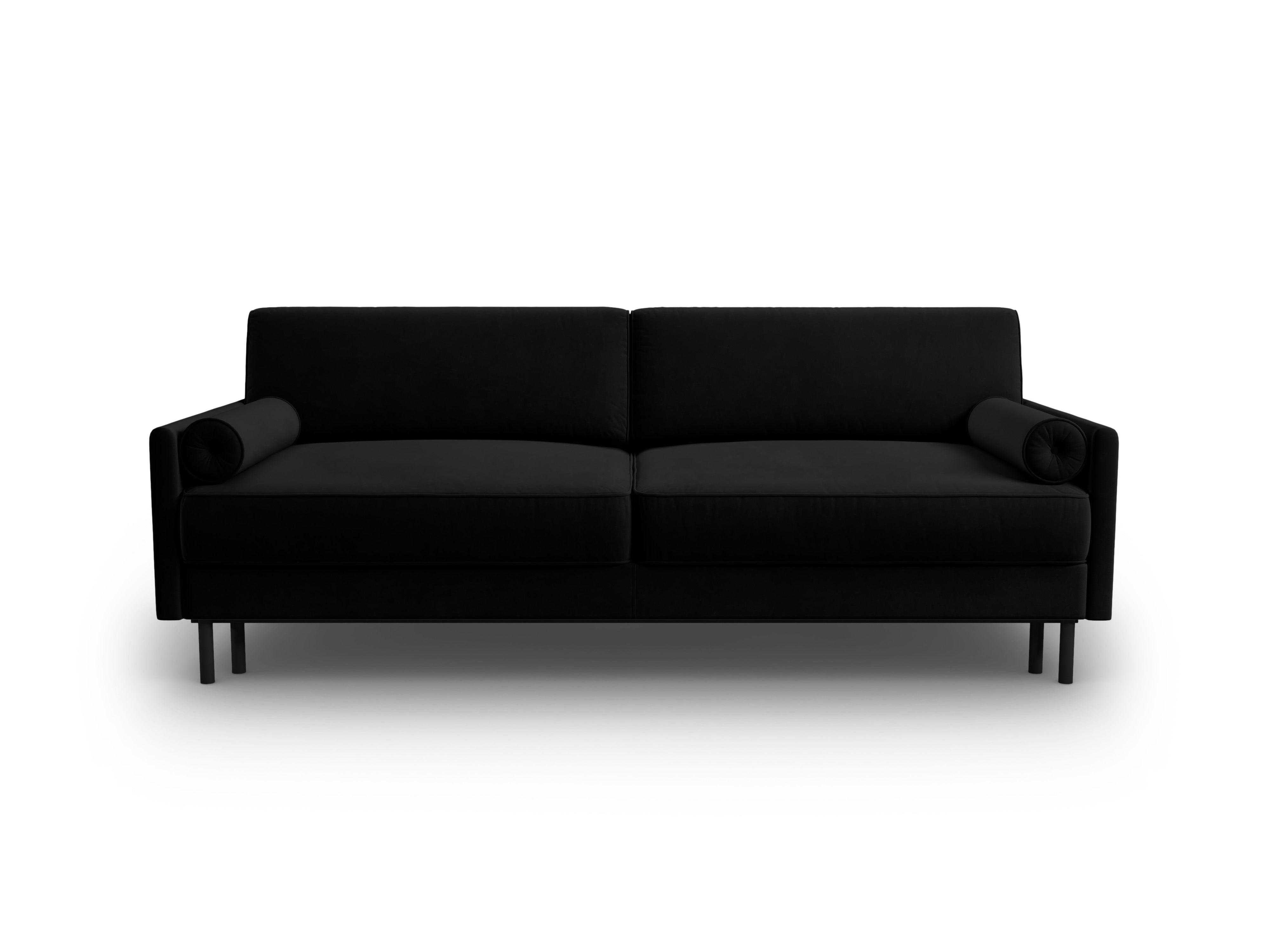 Sofa aksamitna z funkcją spania SCOTT czarny Micadoni Eye on Design