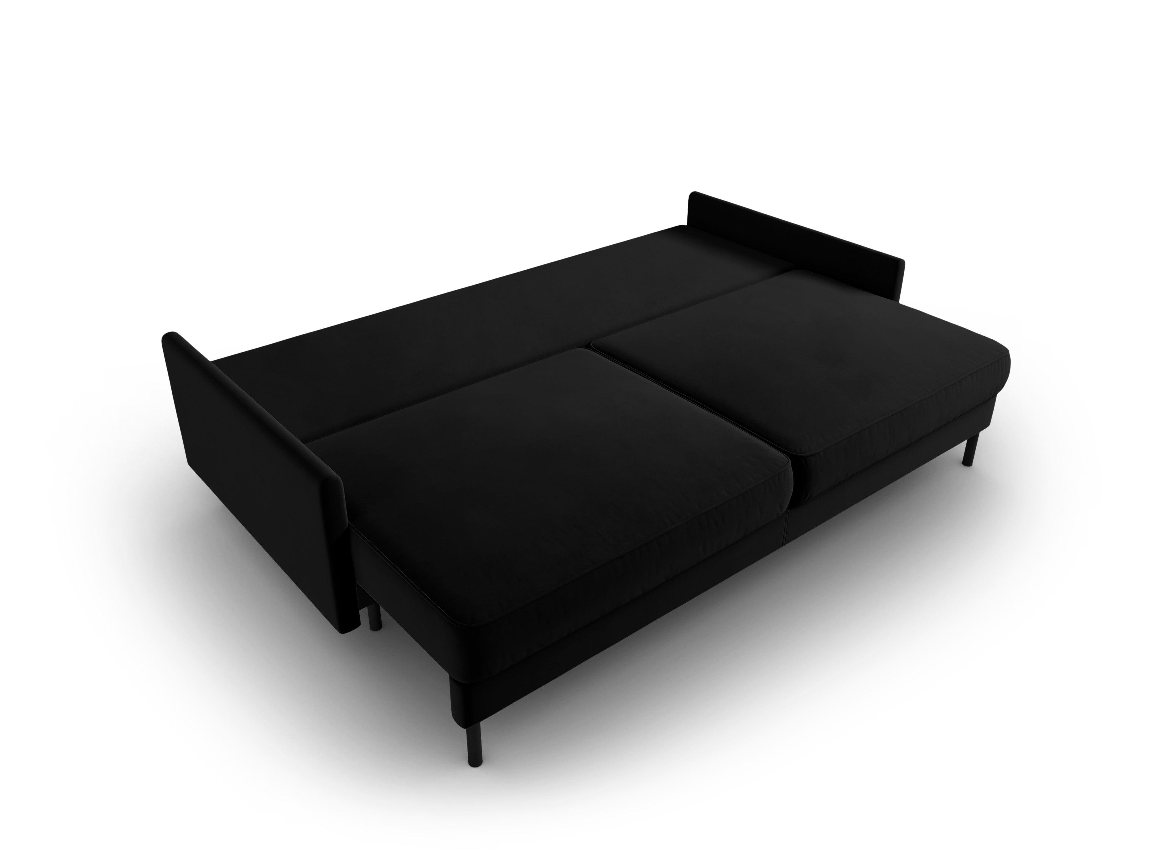 Sofa aksamitna z funkcją spania SCOTT czarny Micadoni Eye on Design
