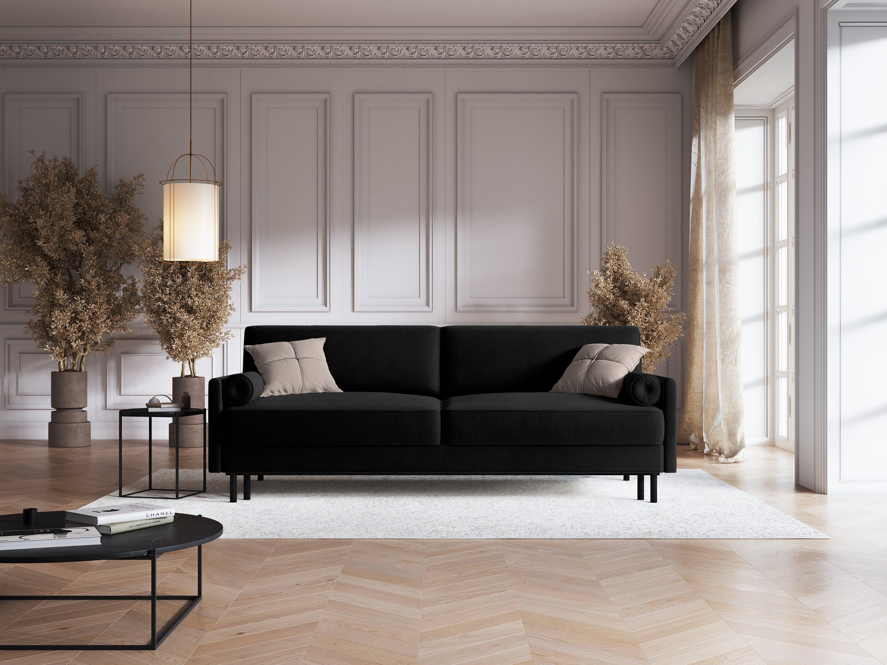 Sofa aksamitna z funkcją spania SCOTT czarny Micadoni Eye on Design