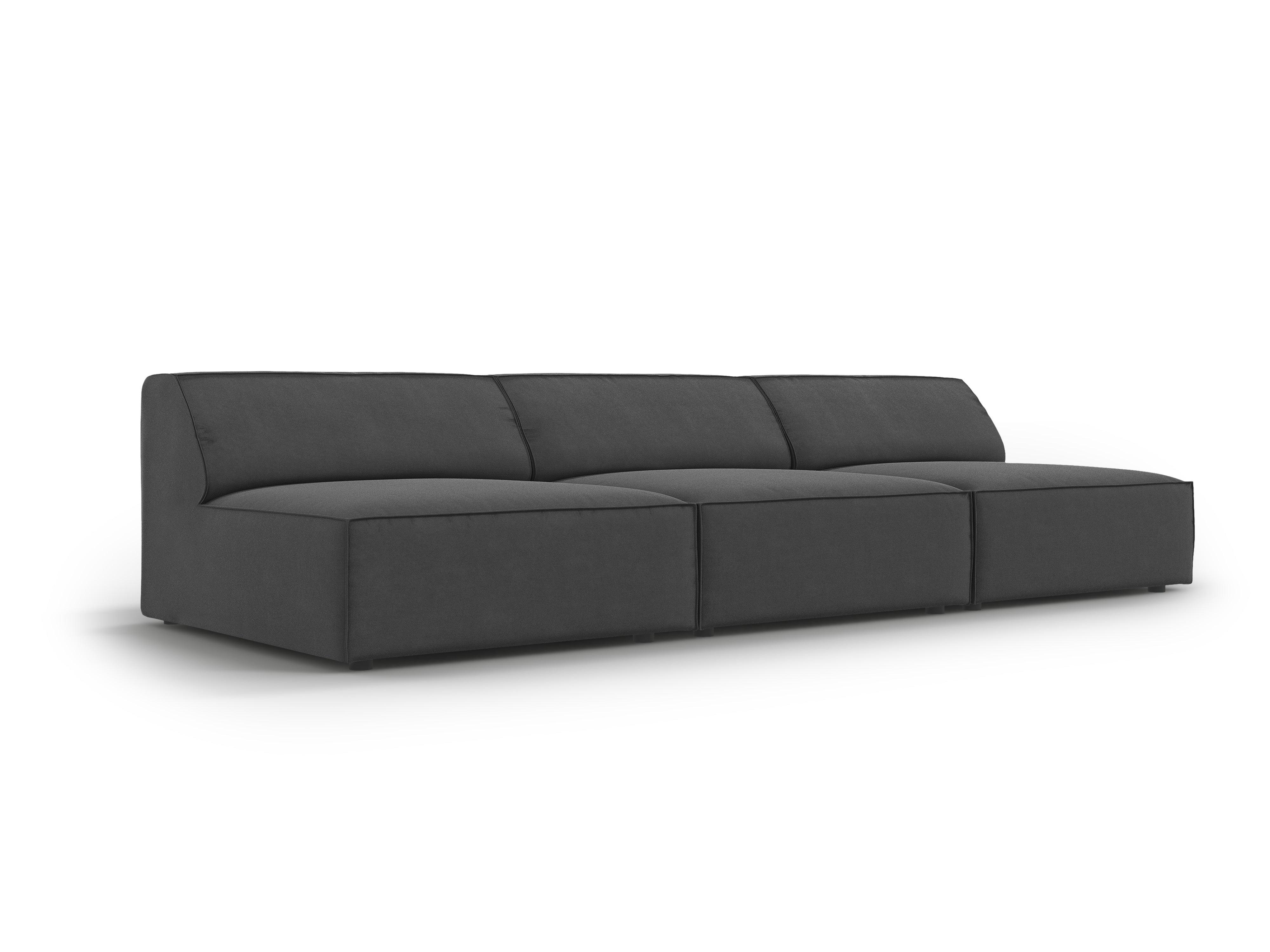 Sofa aksamitna 3-osobowa otwarta JODIE ciemnoszary Micadoni Eye on Design