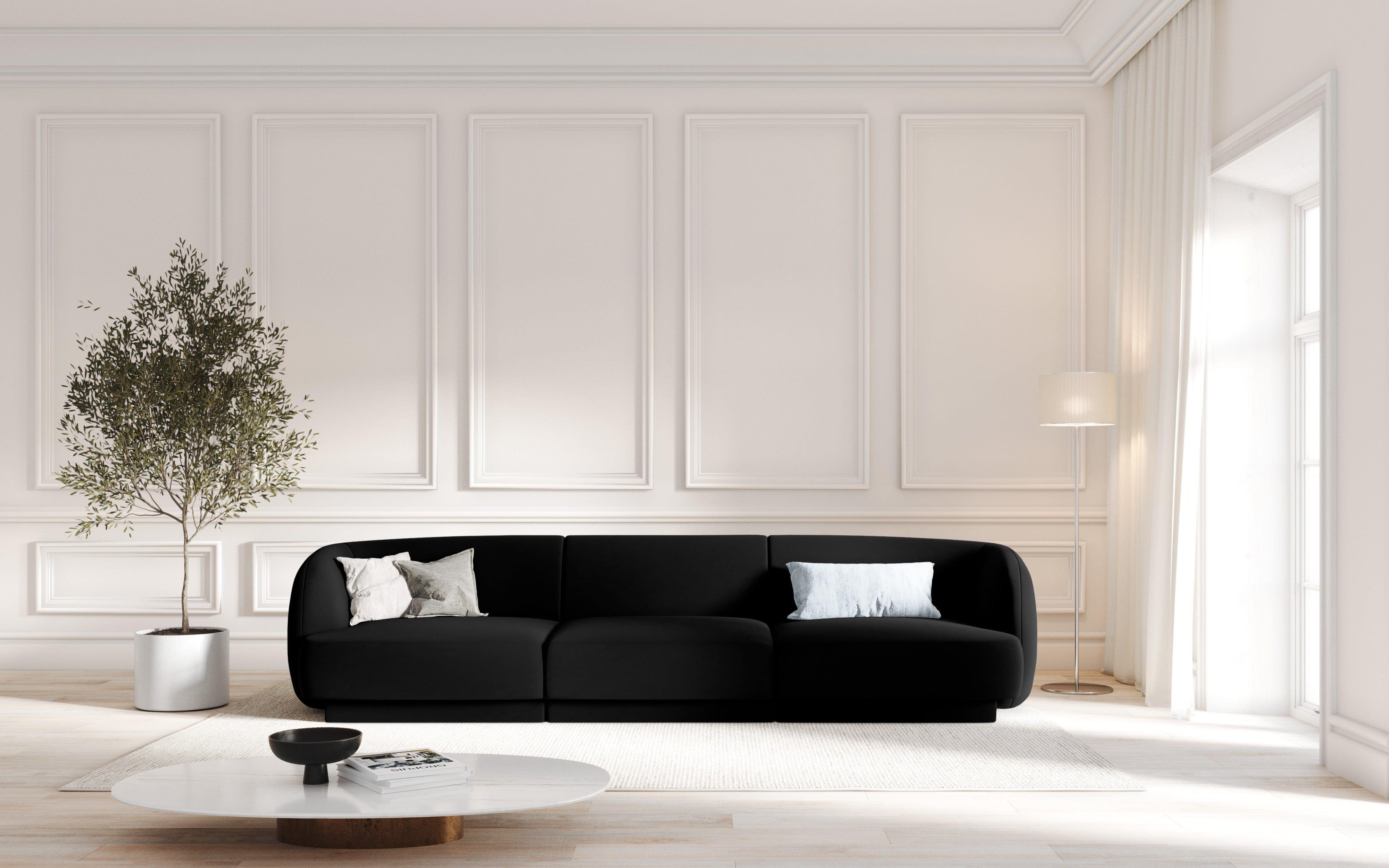 Sofa aksamitna 3-osobowa MILEY czarny Micadoni Eye on Design