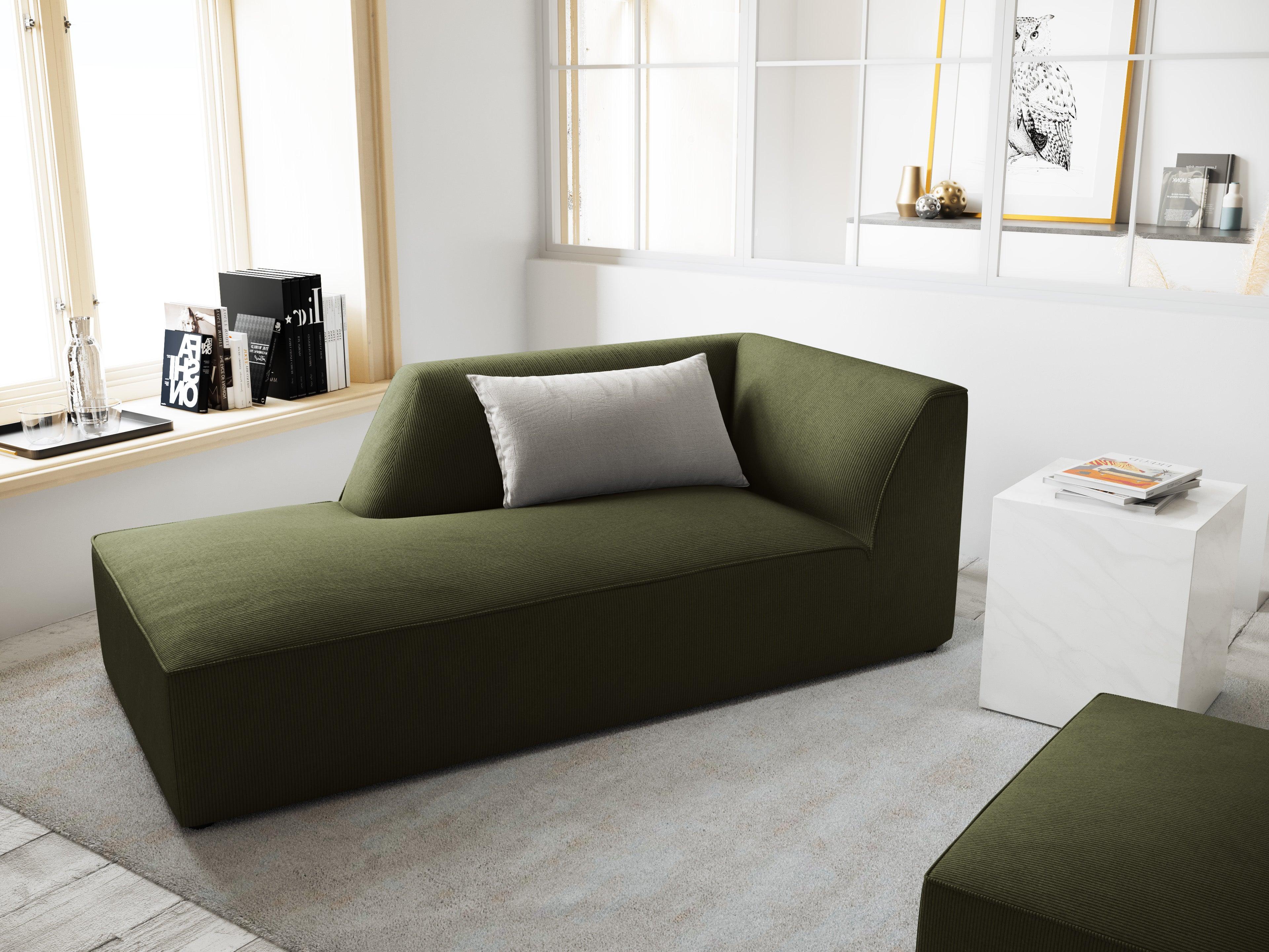 Szezlong sztruksowy lewostronny RUBY zielony Micadoni Eye on Design