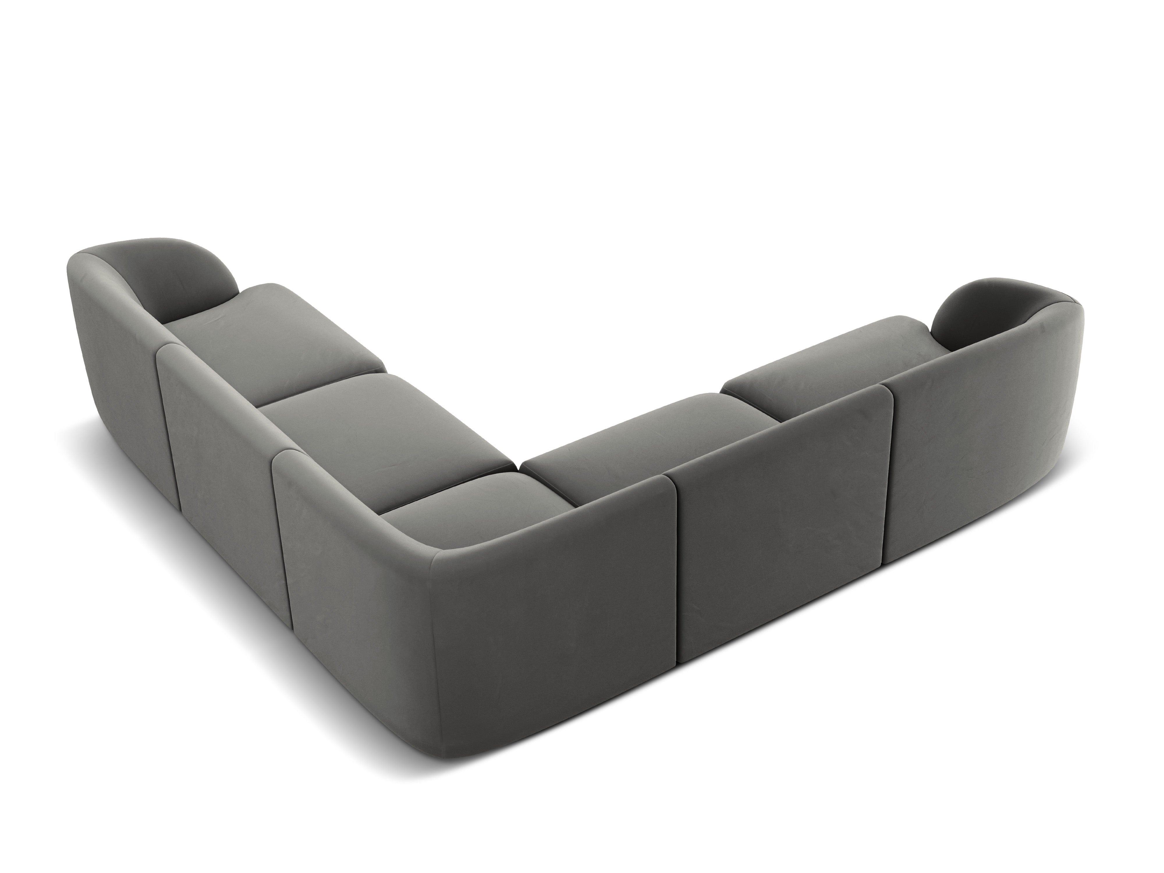 Narożnik aksamitny 5-osobowy MILEY jasnoszary Micadoni Eye on Design