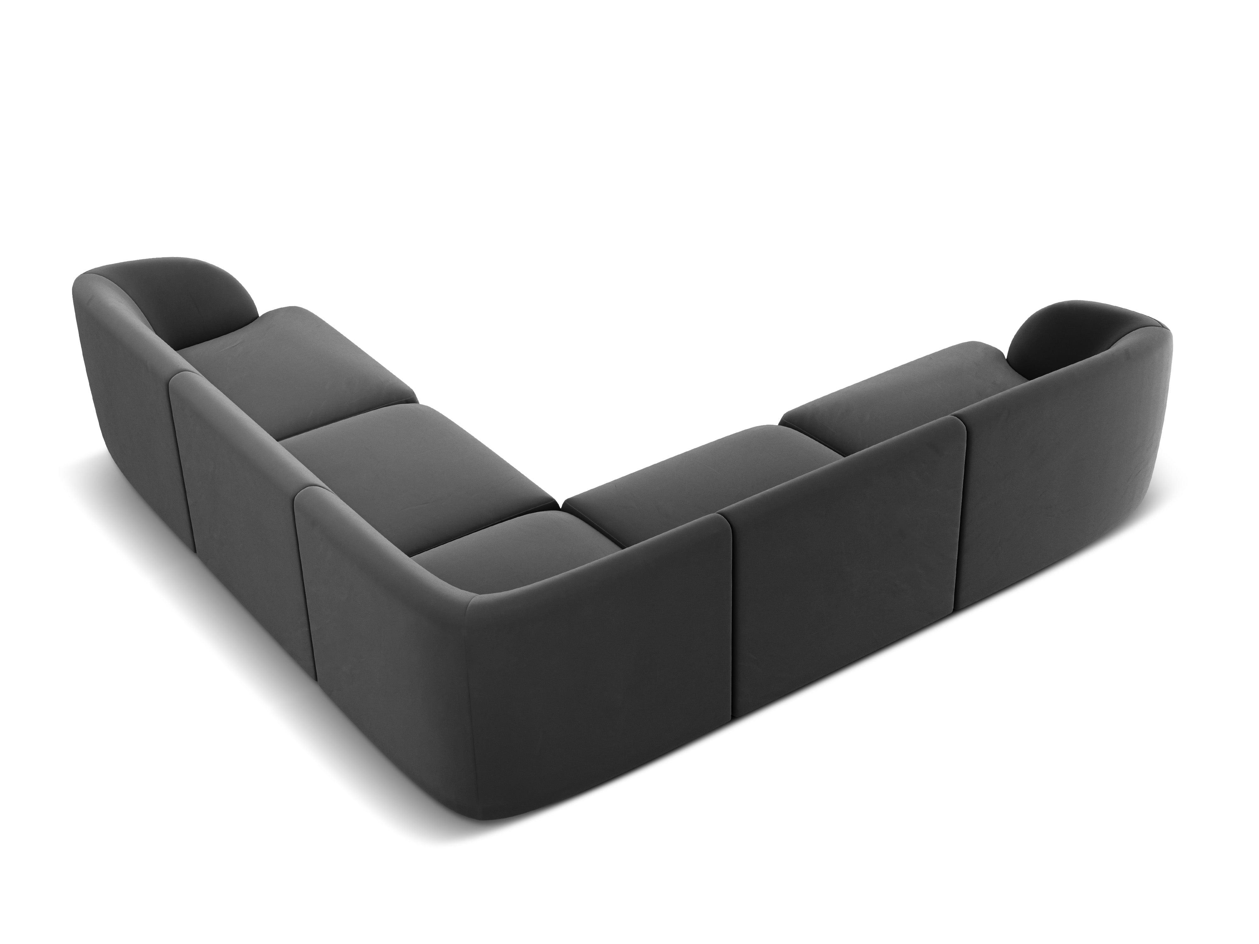 Narożnik aksamitny 5-osobowy MILEY ciemnoszary Micadoni Eye on Design