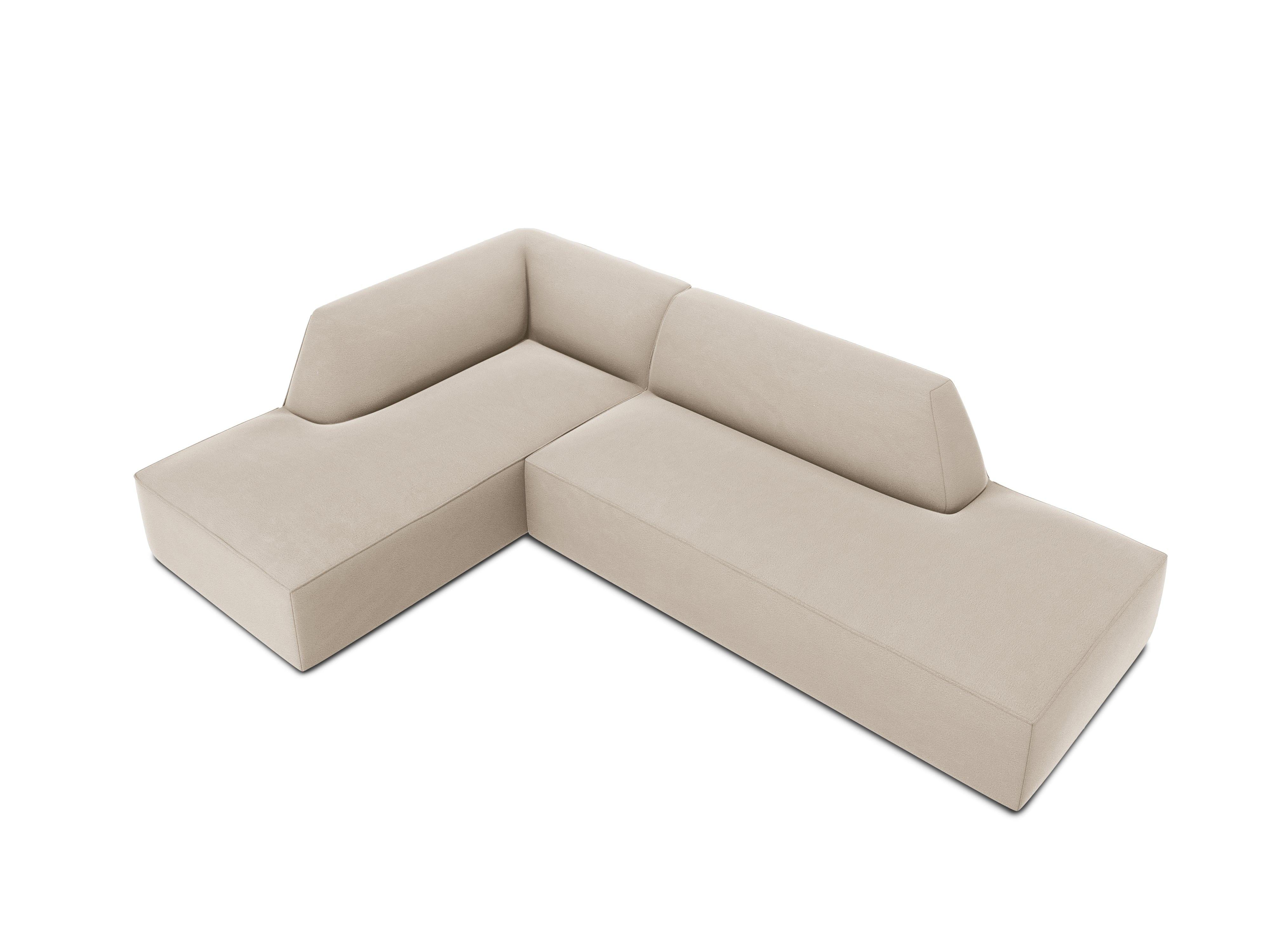 Sofa narożna aksamitna lewostronna RUBY beżowy Micadoni Eye on Design