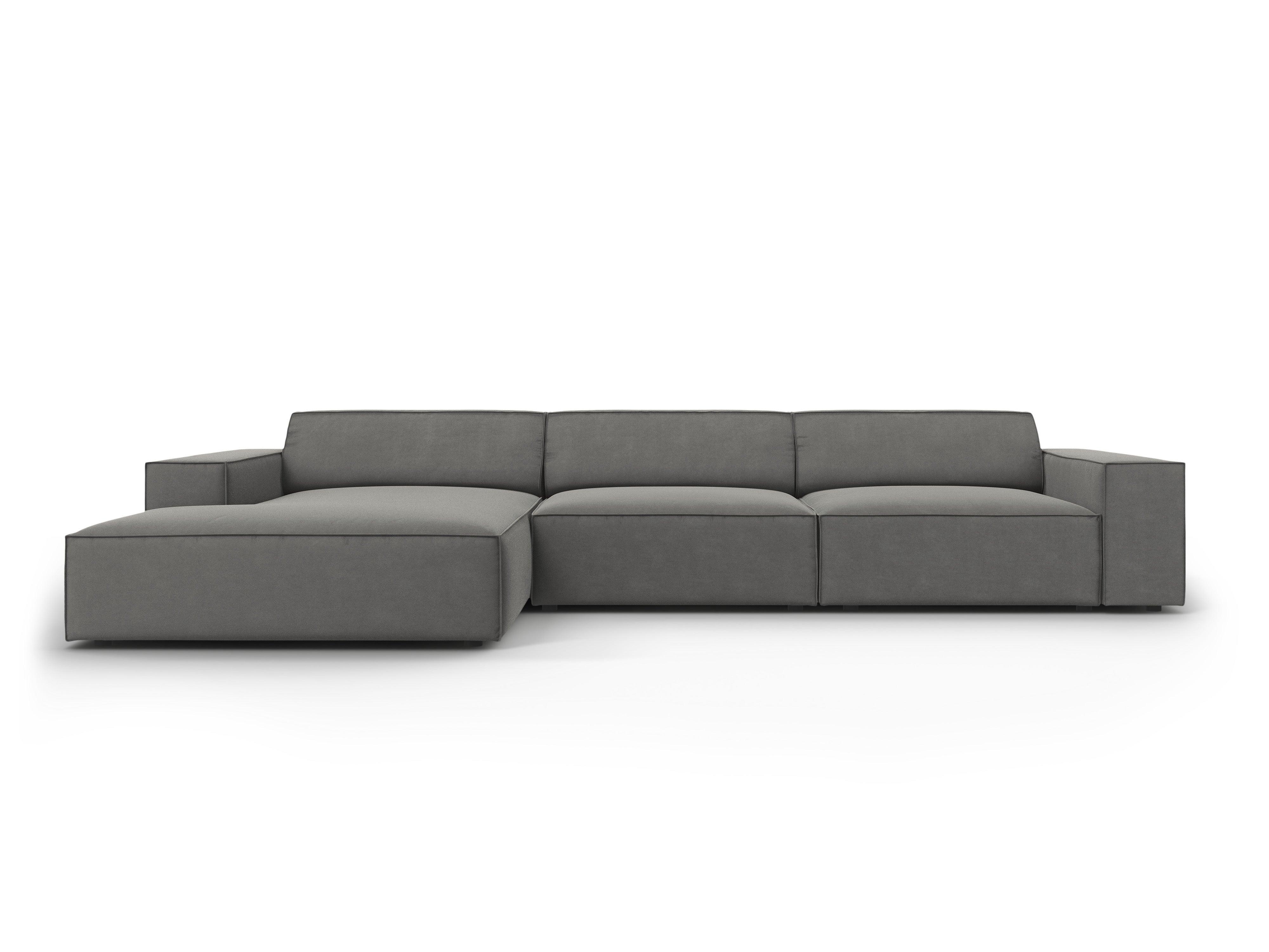 Narożnik aksamitny lewostronny 4-osobowy JODIE jasnoszary Micadoni Eye on Design