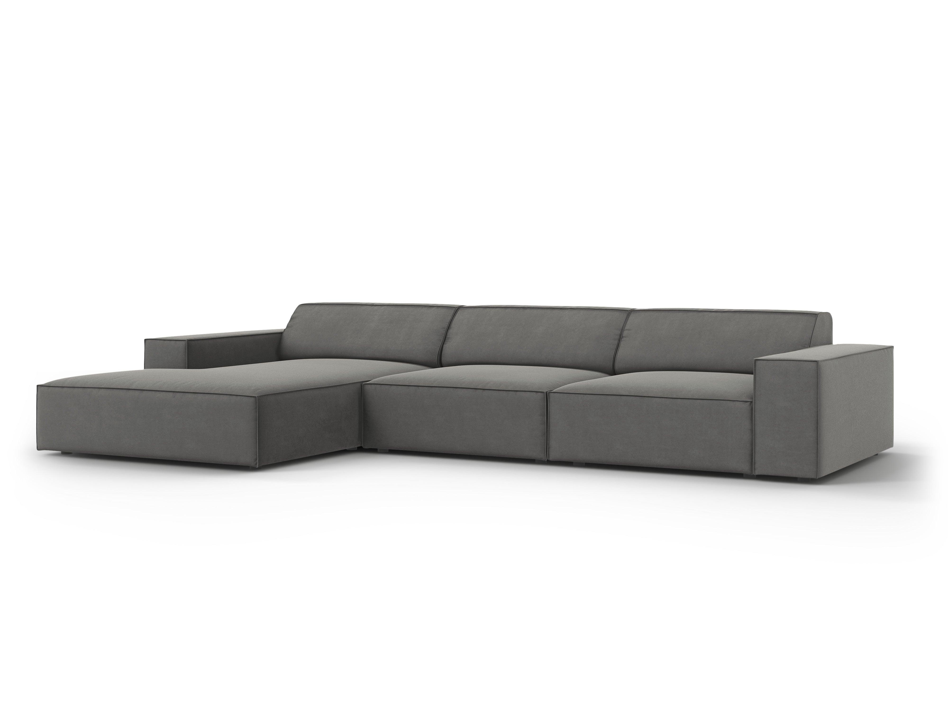 Narożnik aksamitny lewostronny 4-osobowy JODIE jasnoszary Micadoni Eye on Design