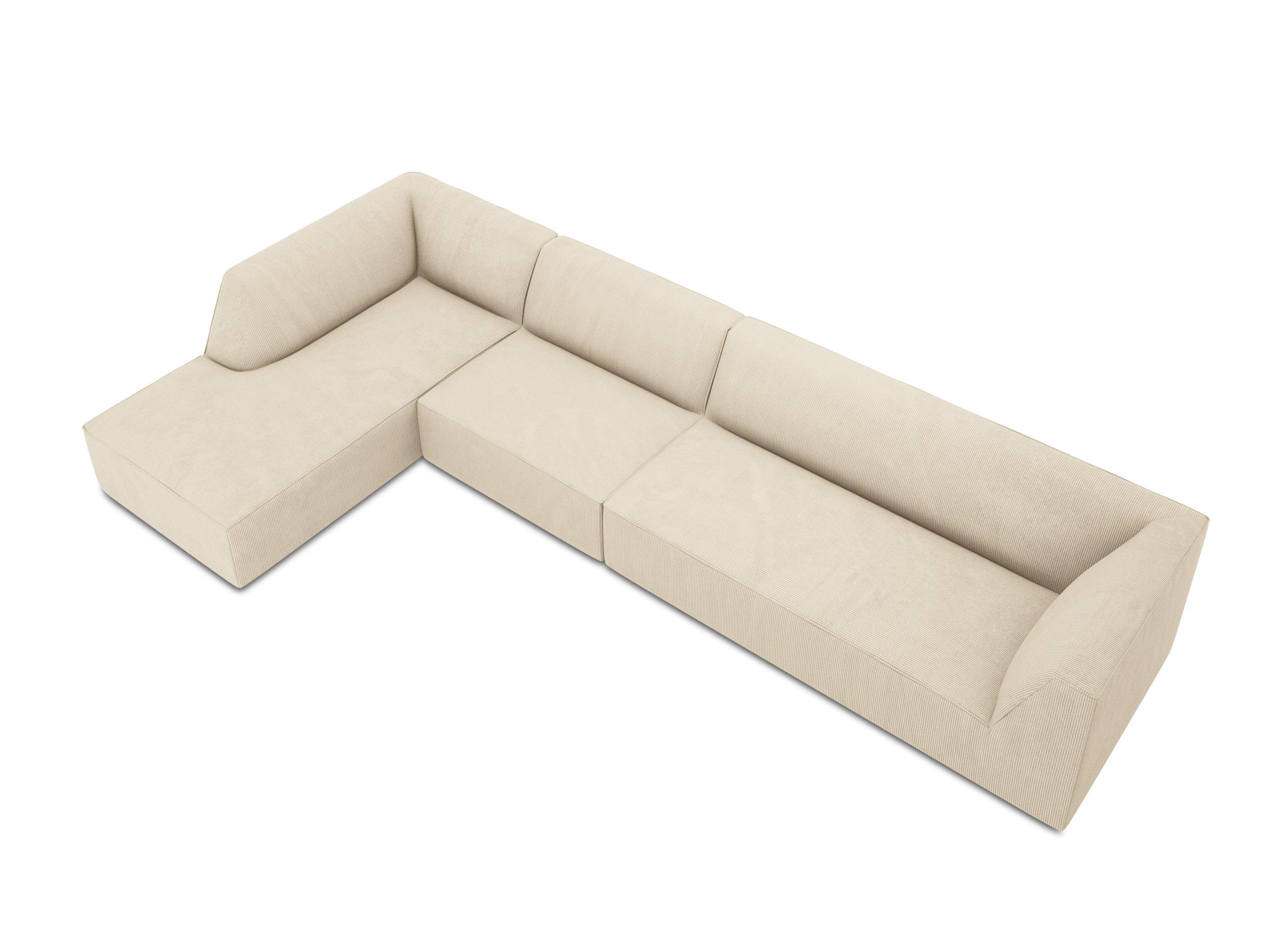 Narożnik sztruksowy 5-osobowy lewostronny RUBY beżowy Micadoni Eye on Design