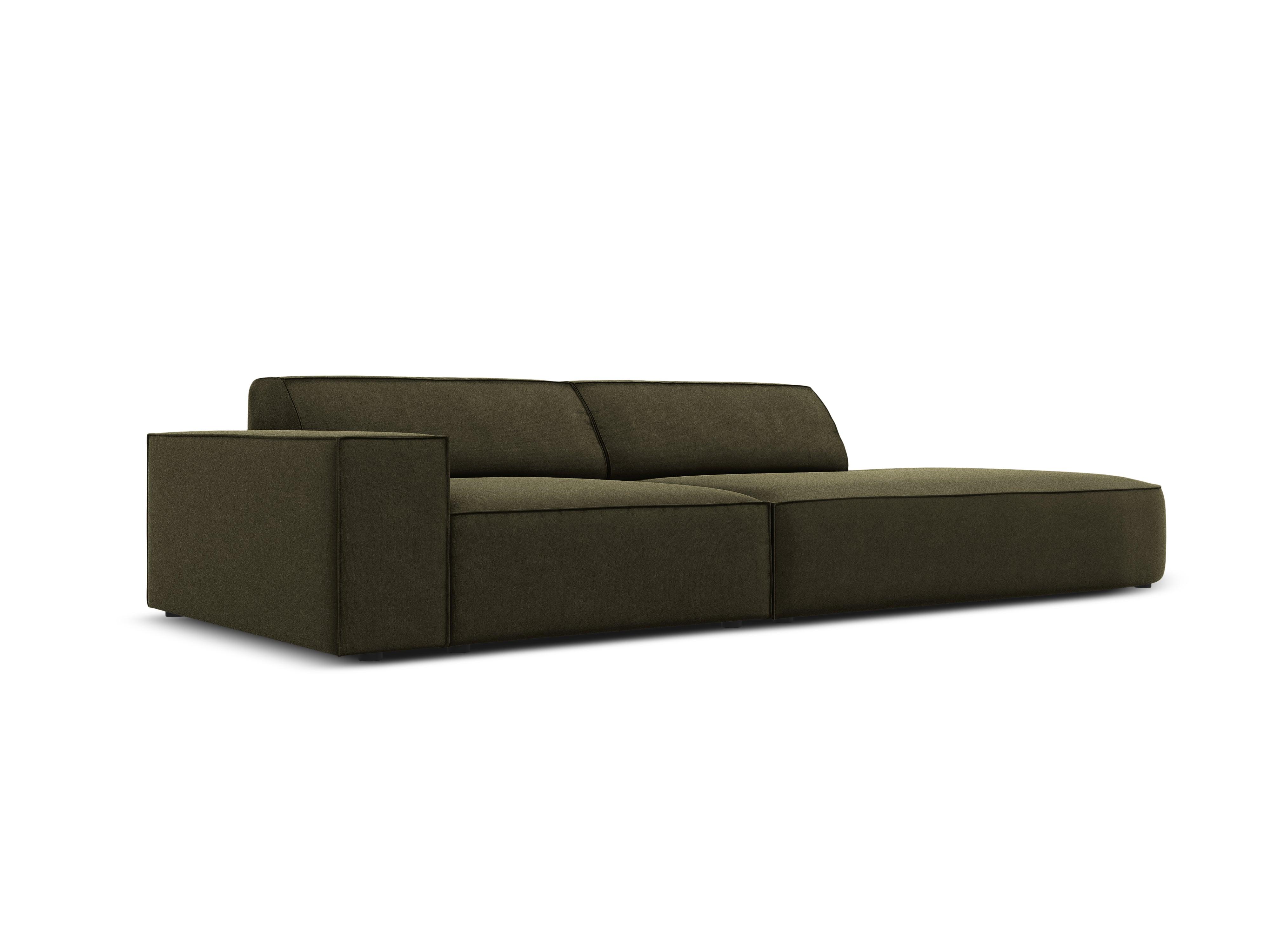 Sofa aksamitna prawostronna okrągła 3-osobowa JODIE zielony Micadoni Eye on Design