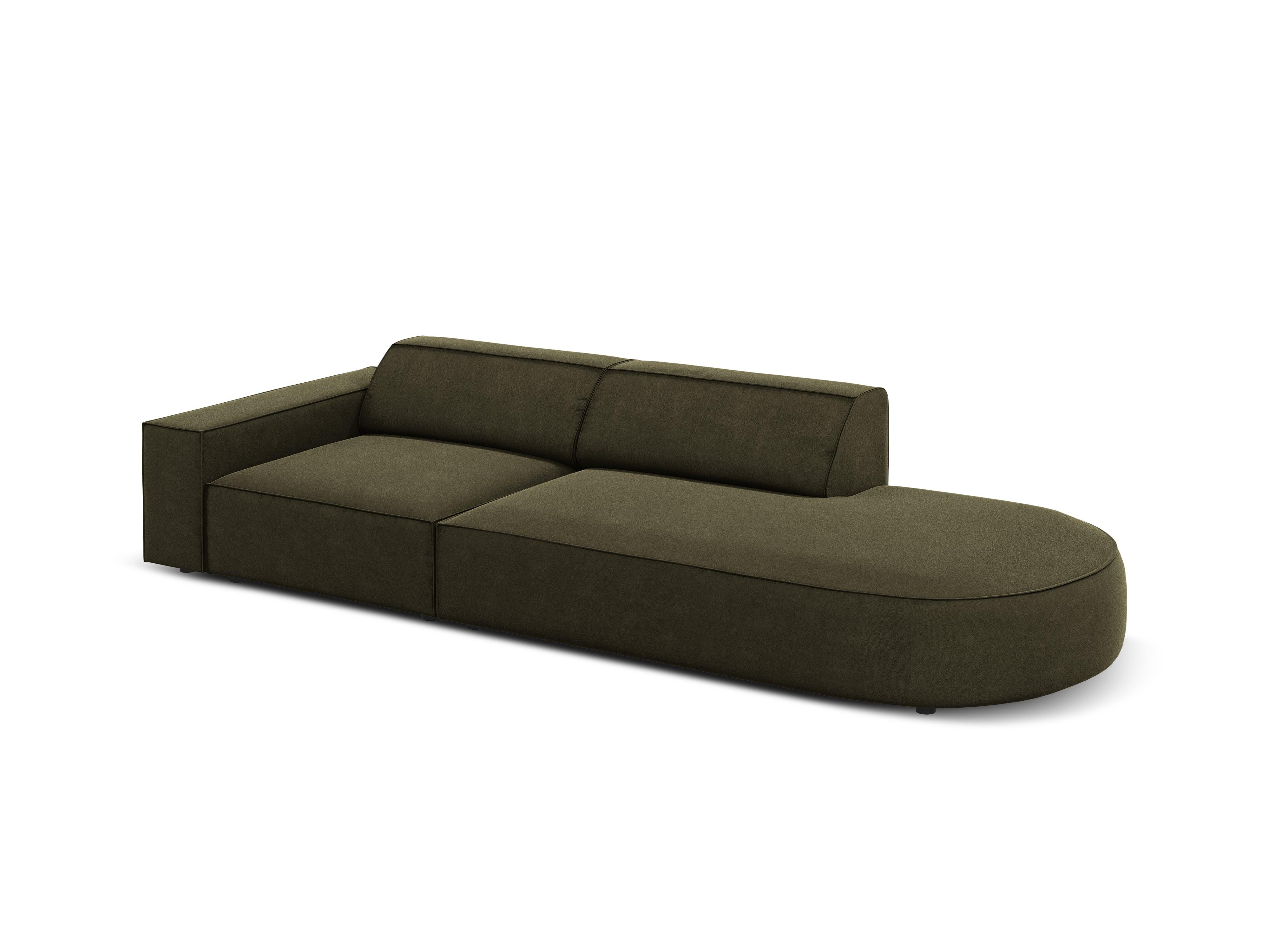Sofa aksamitna prawostronna okrągła 3-osobowa JODIE zielony Micadoni Eye on Design