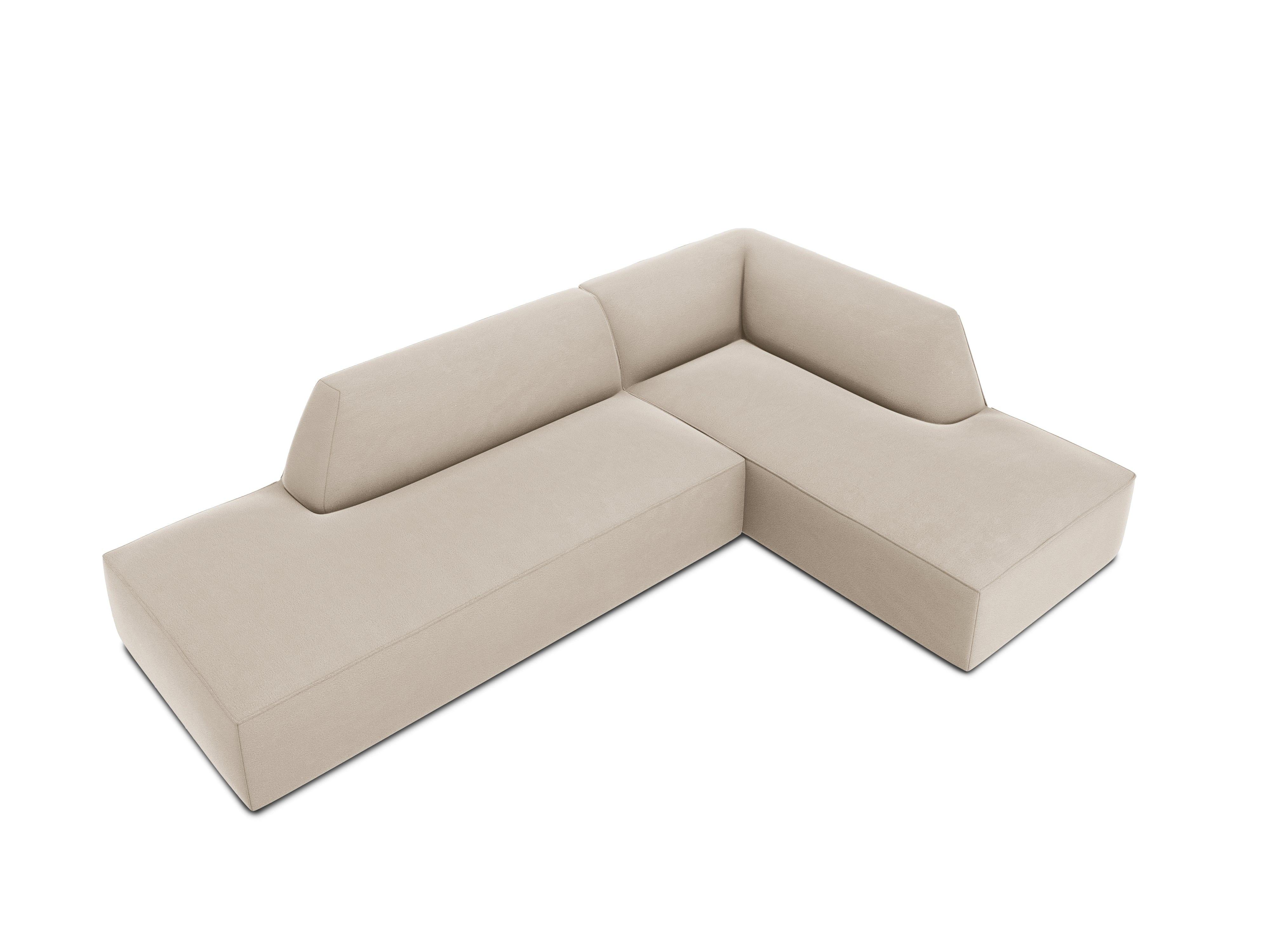 Sofa narożna aksamitna prawostronna RUBY beżowy Micadoni Eye on Design