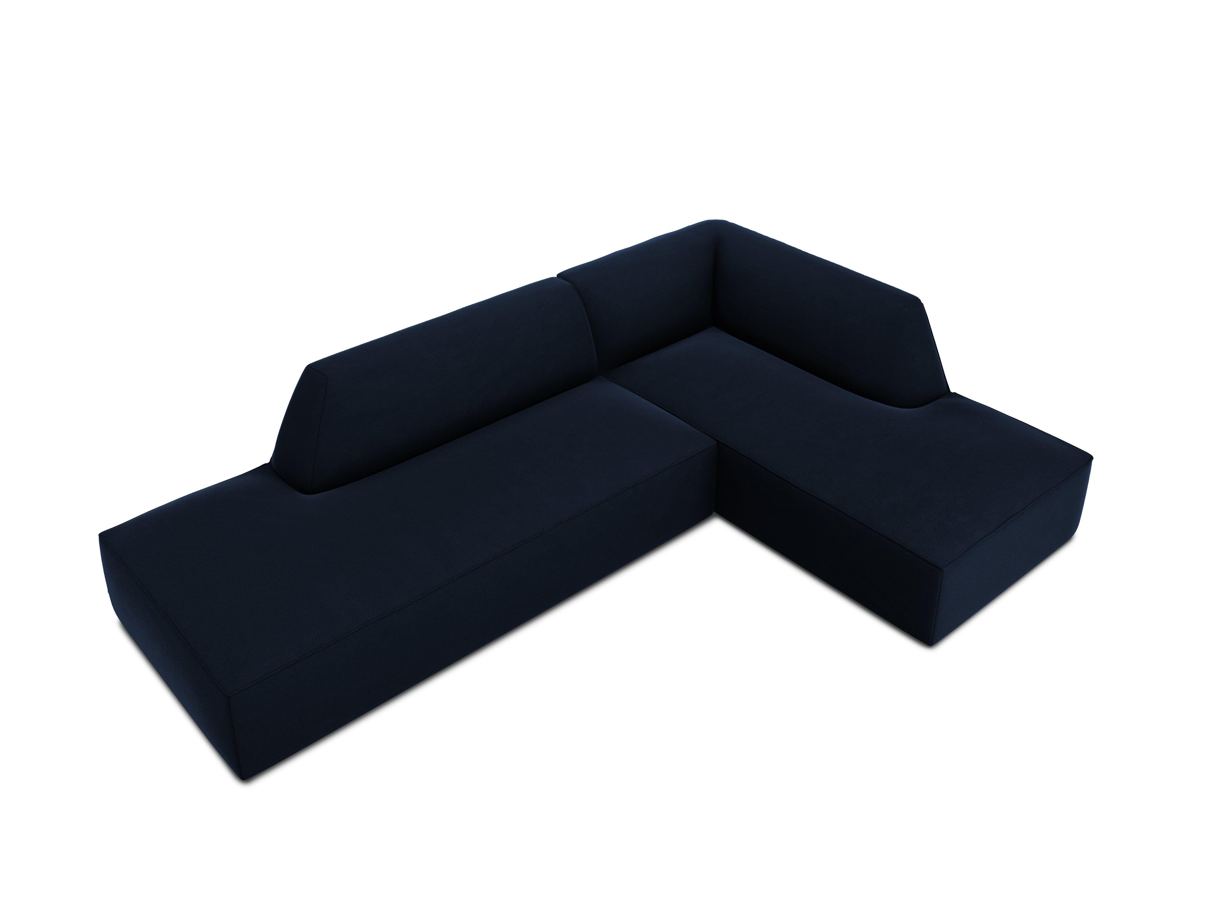 Sofa narożna aksamitna prawostronna RUBY granat królewski Micadoni Eye on Design
