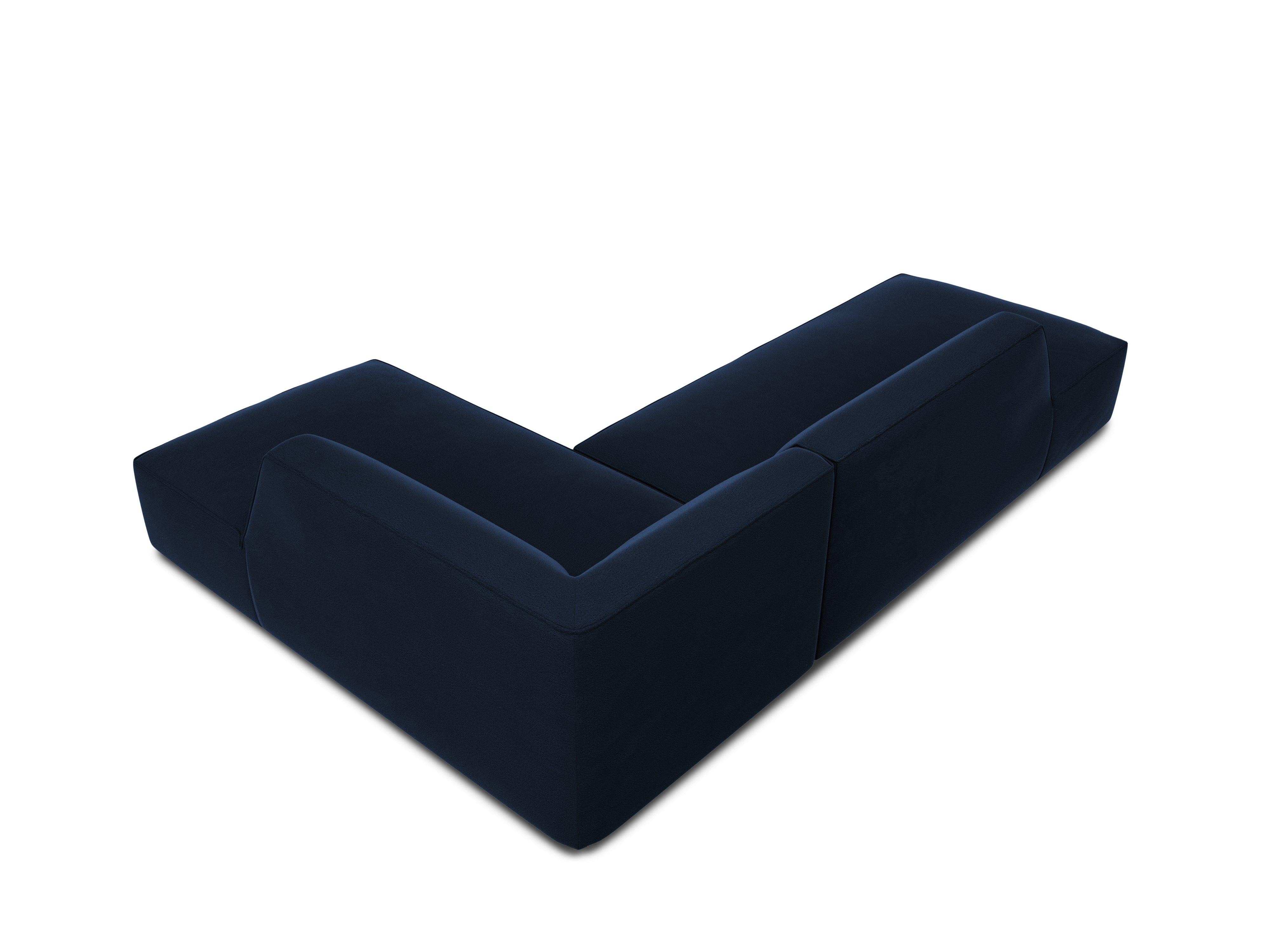 Sofa narożna aksamitna prawostronna RUBY granat królewski Micadoni Eye on Design