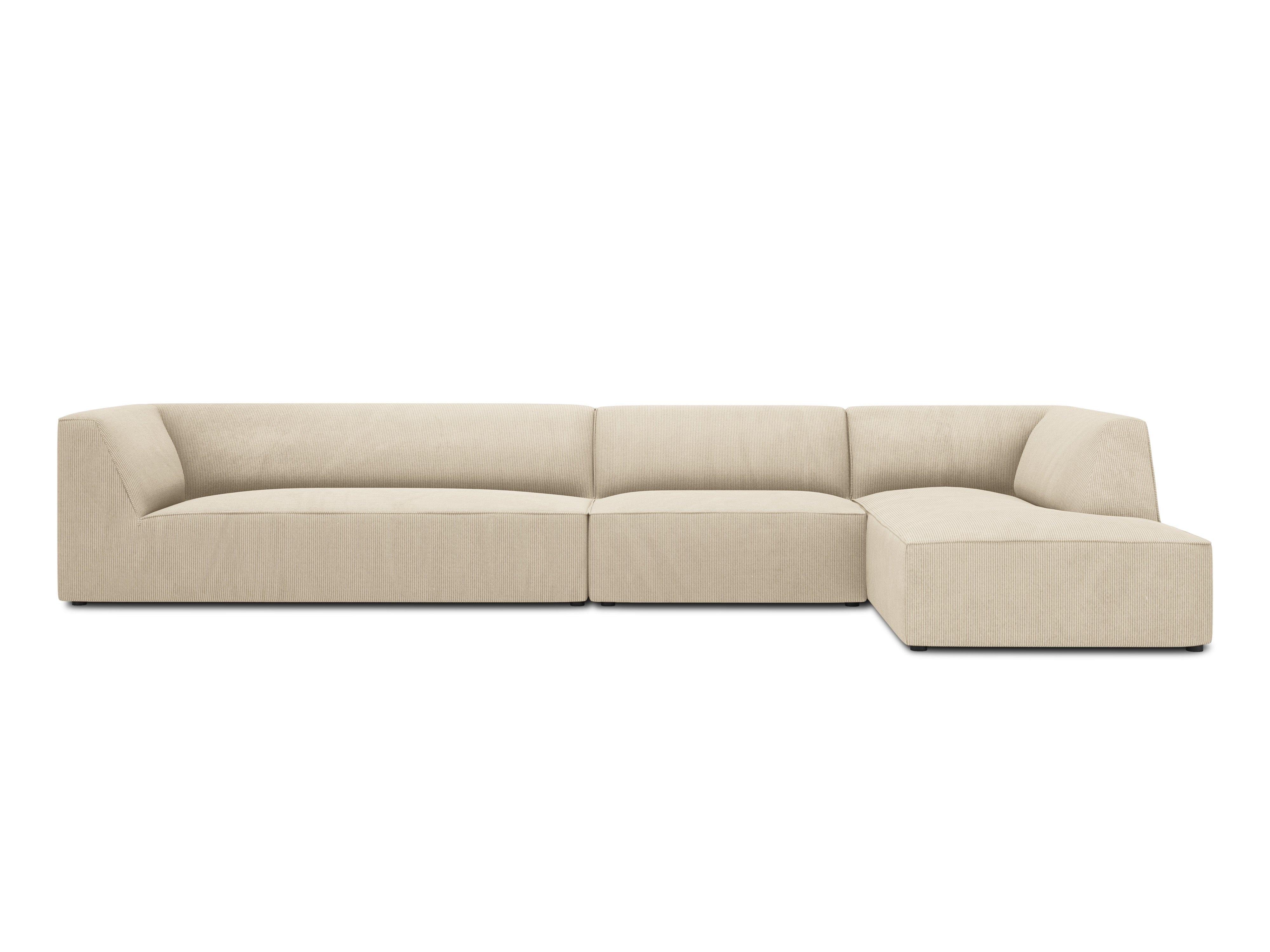 Narożnik sztruksowy 5-osobowy prawostronny RUBY beżowy Micadoni Eye on Design
