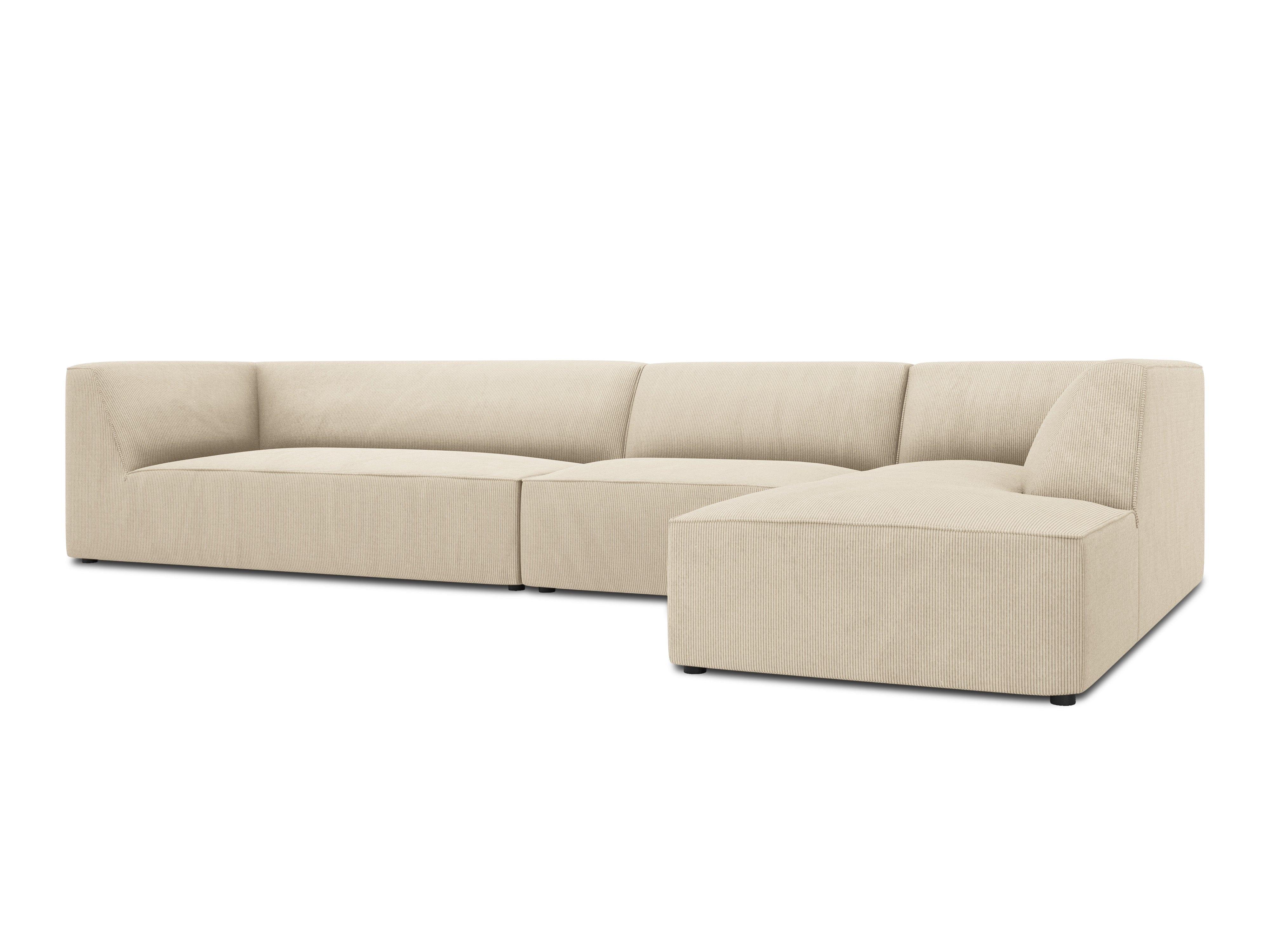Narożnik sztruksowy 5-osobowy prawostronny RUBY beżowy Micadoni Eye on Design