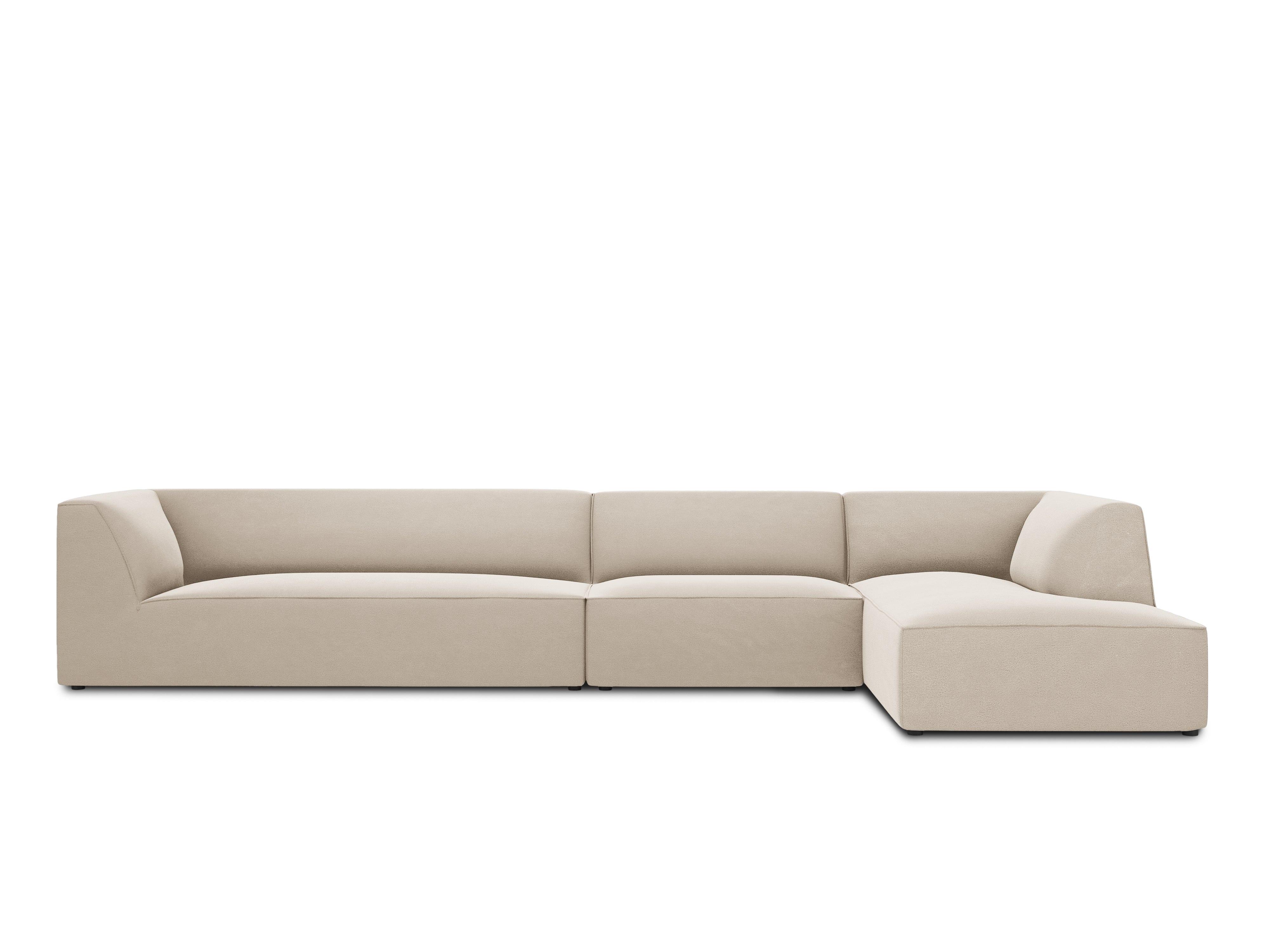 Narożnik aksamitny 5-osobowy prawostronny RUBY beżowy Micadoni Eye on Design