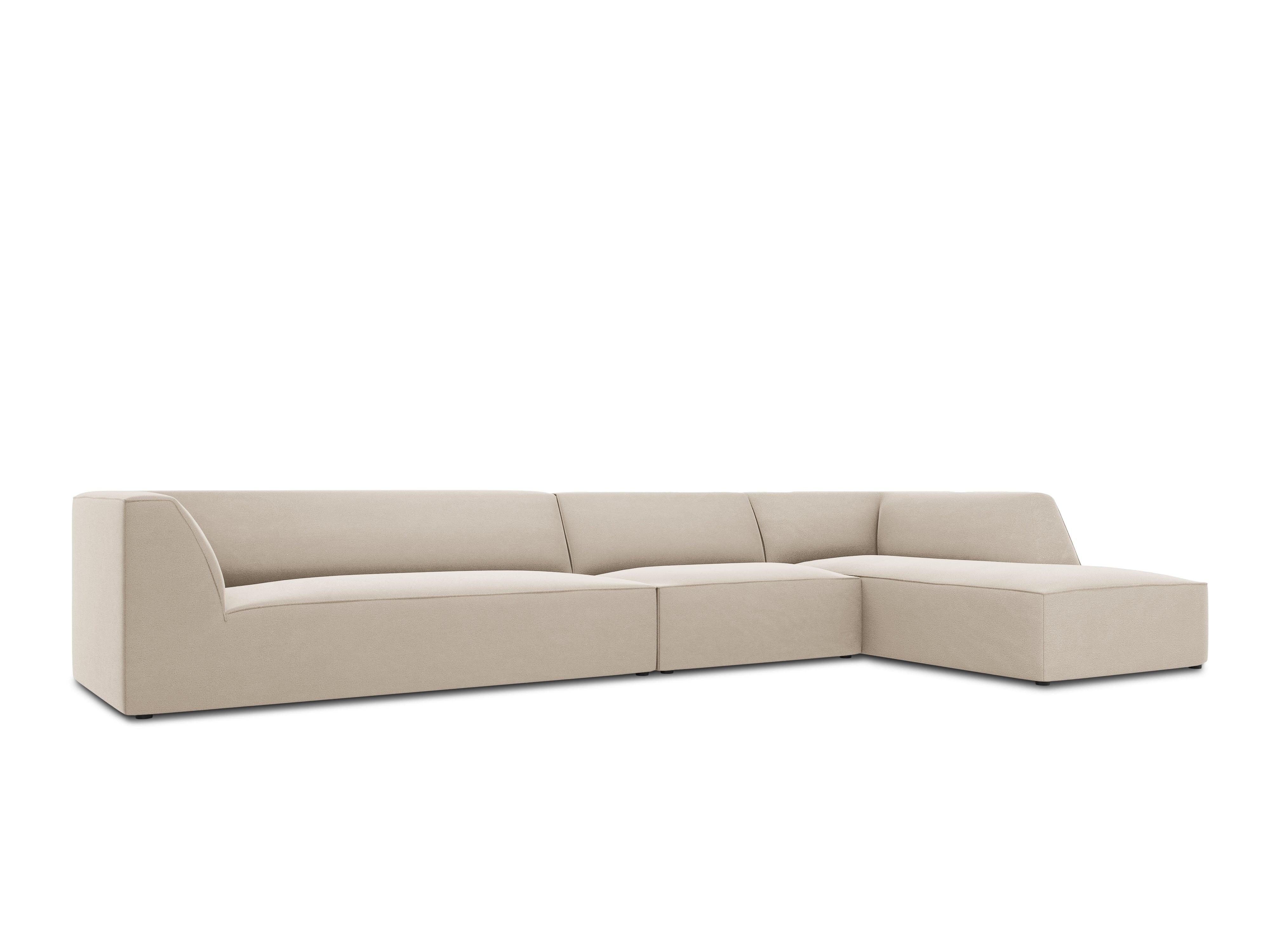 Narożnik aksamitny 5-osobowy prawostronny RUBY beżowy Micadoni Eye on Design