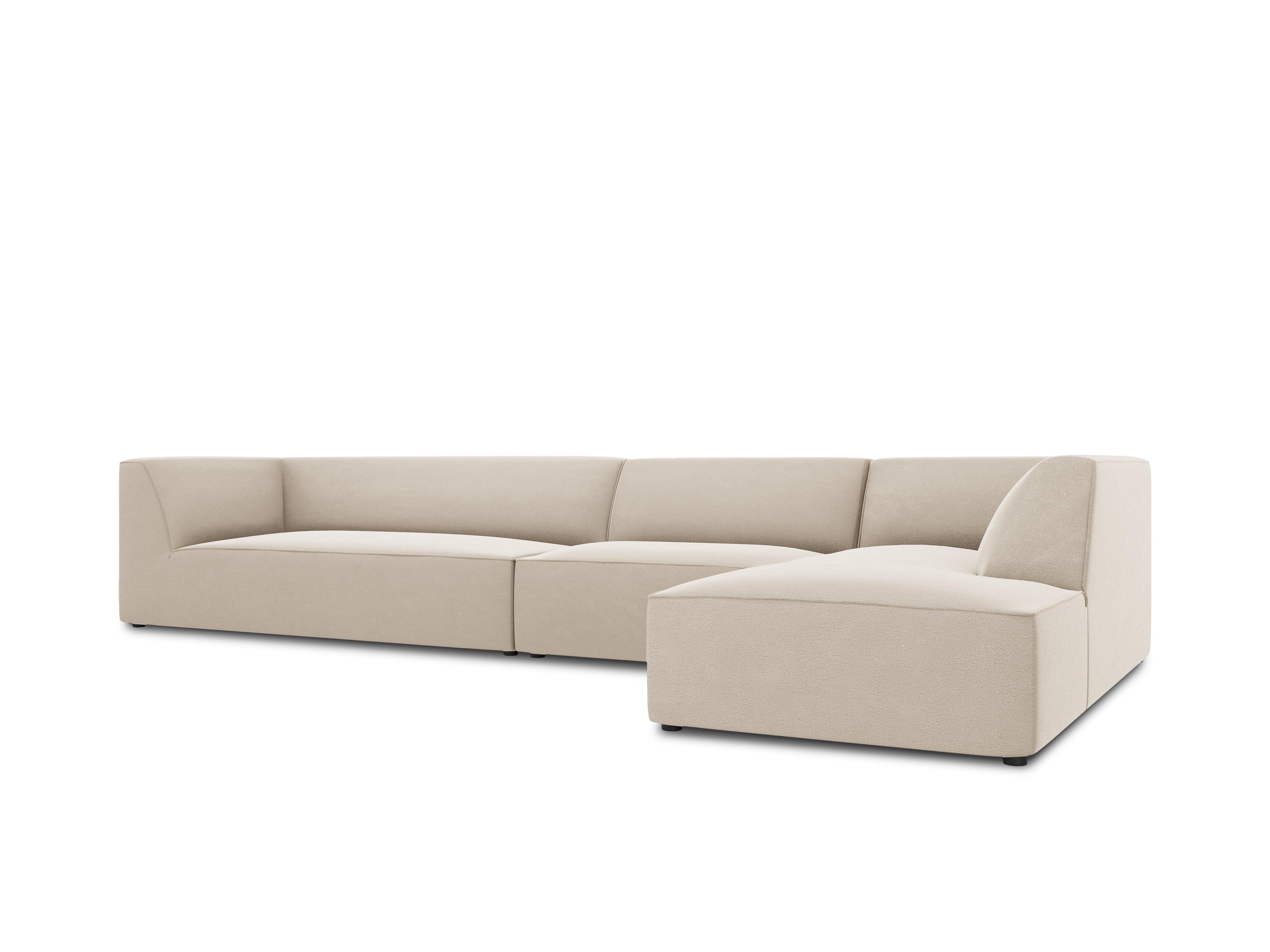 Narożnik aksamitny 5-osobowy prawostronny RUBY beżowy Micadoni Eye on Design