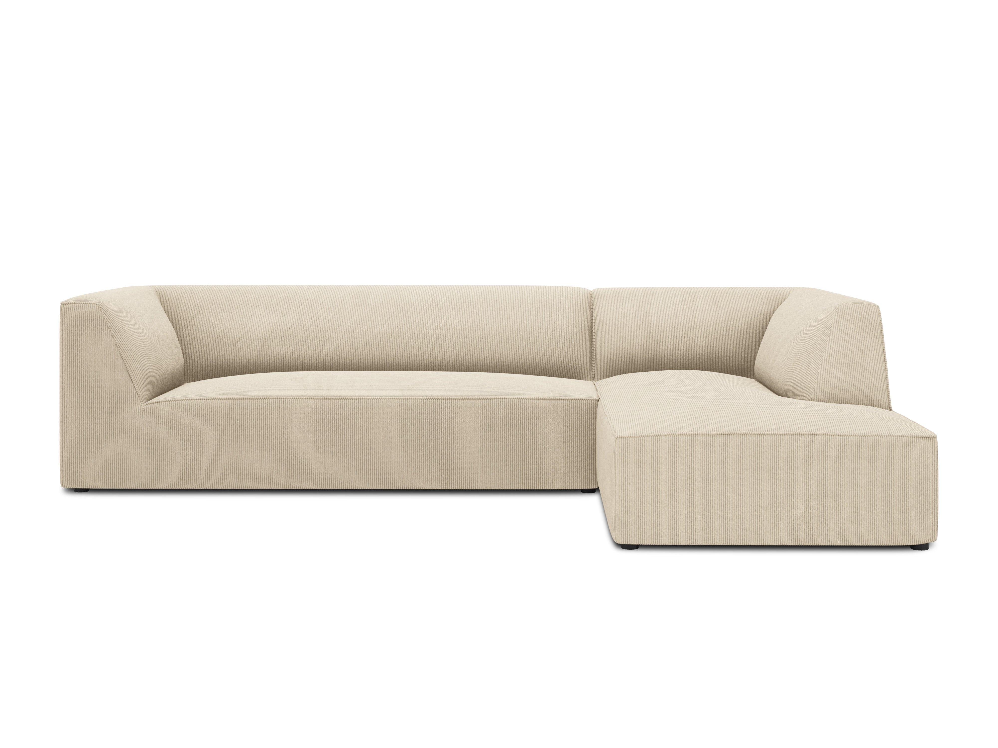 Narożnik sztruksowy 4-osobowy prawostronny RUBY beżowy Micadoni Eye on Design