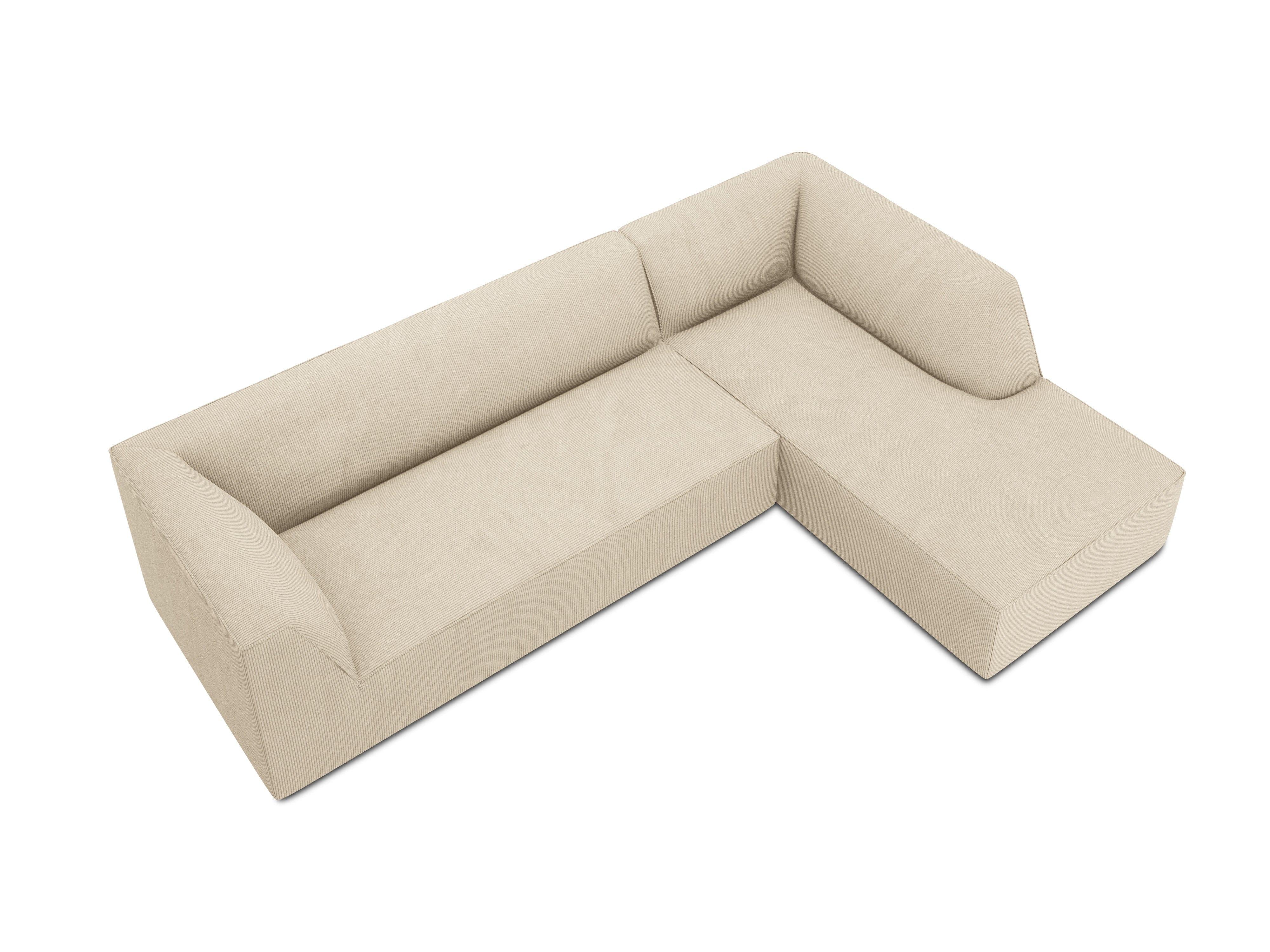 Narożnik sztruksowy 4-osobowy prawostronny RUBY beżowy Micadoni Eye on Design