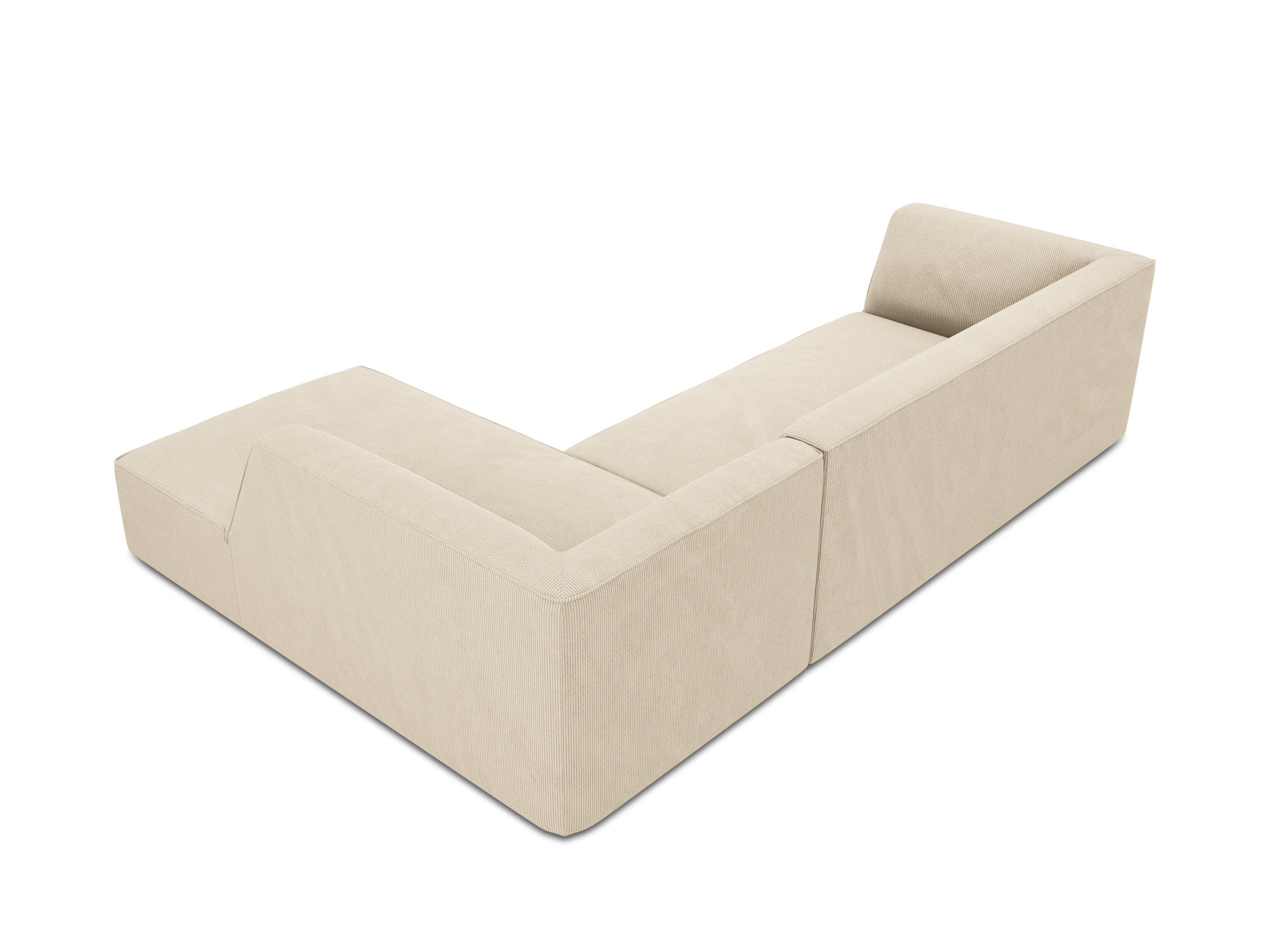 Narożnik sztruksowy 4-osobowy prawostronny RUBY beżowy Micadoni Eye on Design