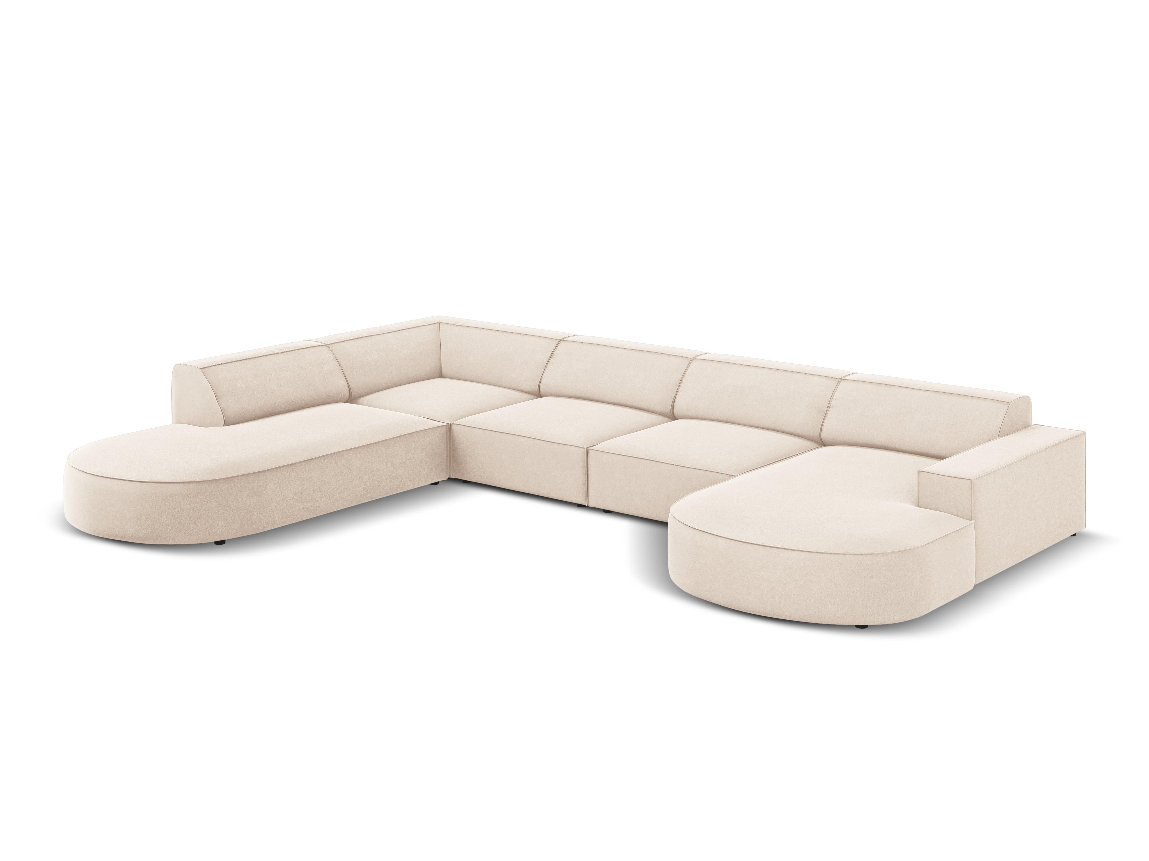 Sofa panoramiczna aksamitna lewostronna okrągła JODIE jasnobeżowy Micadoni Eye on Design