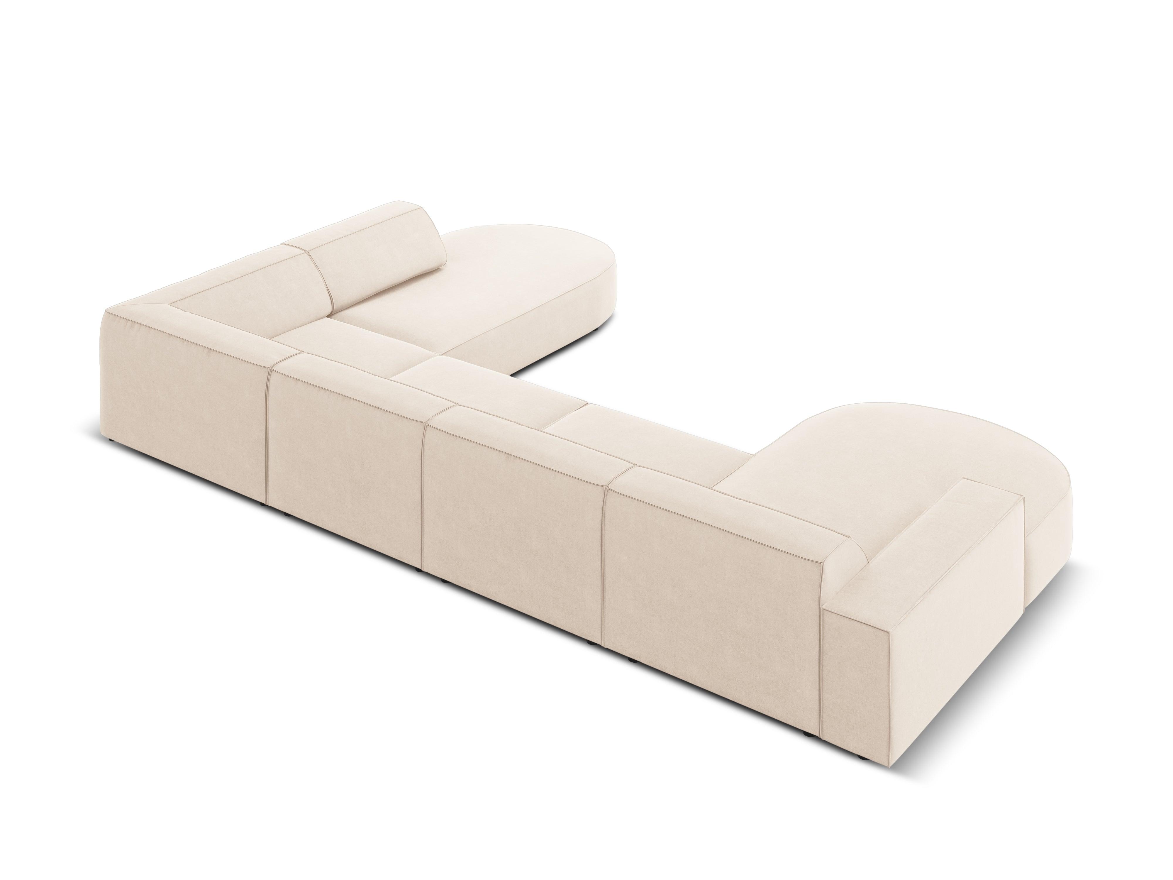Sofa panoramiczna aksamitna prawostronna okrągła JODIE jasnobeżowy Micadoni Eye on Design