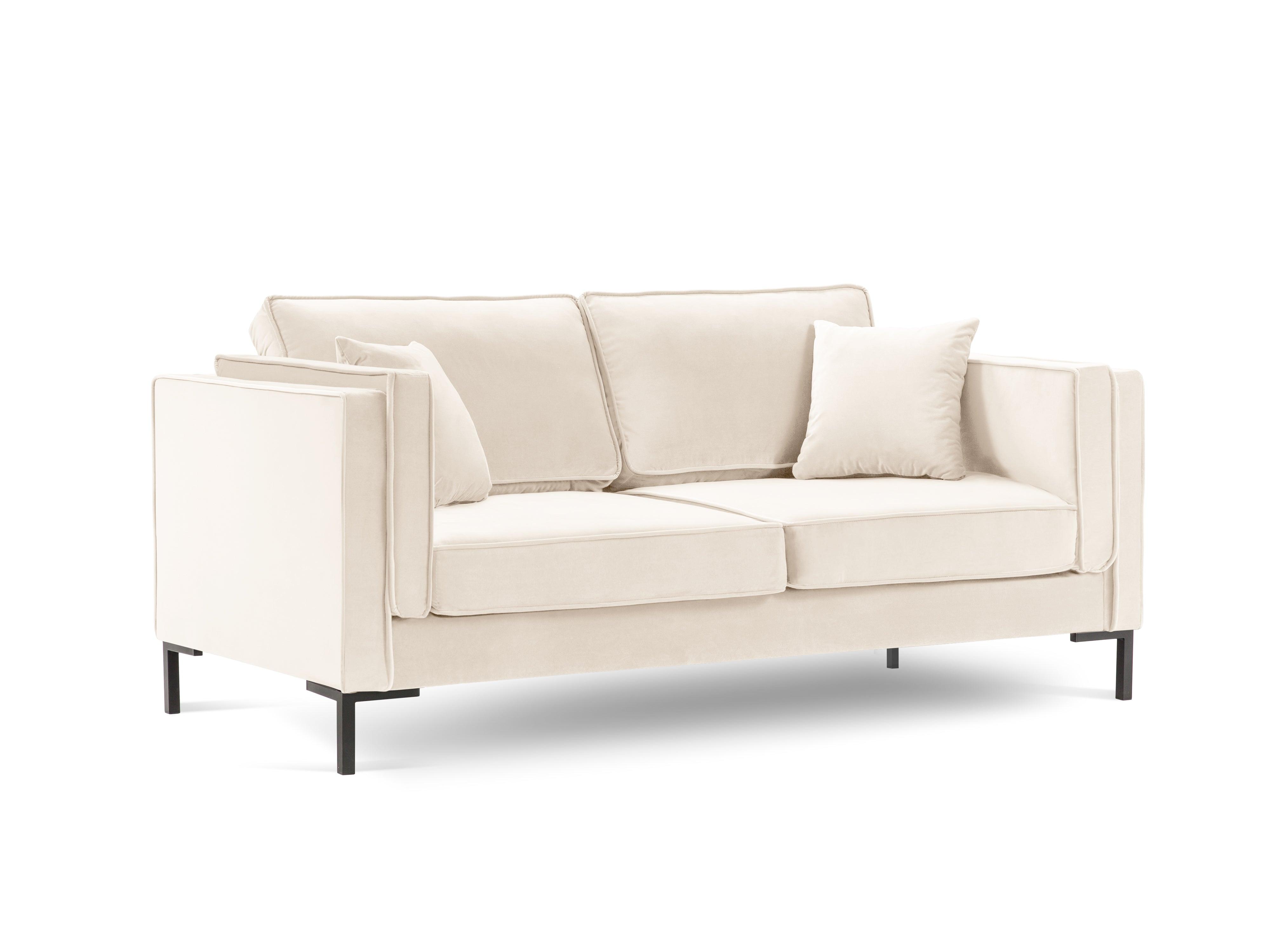 Sofa aksamitna 2-osobowa LUIS beżowy z czarną podstawą Milo Casa    Eye on Design