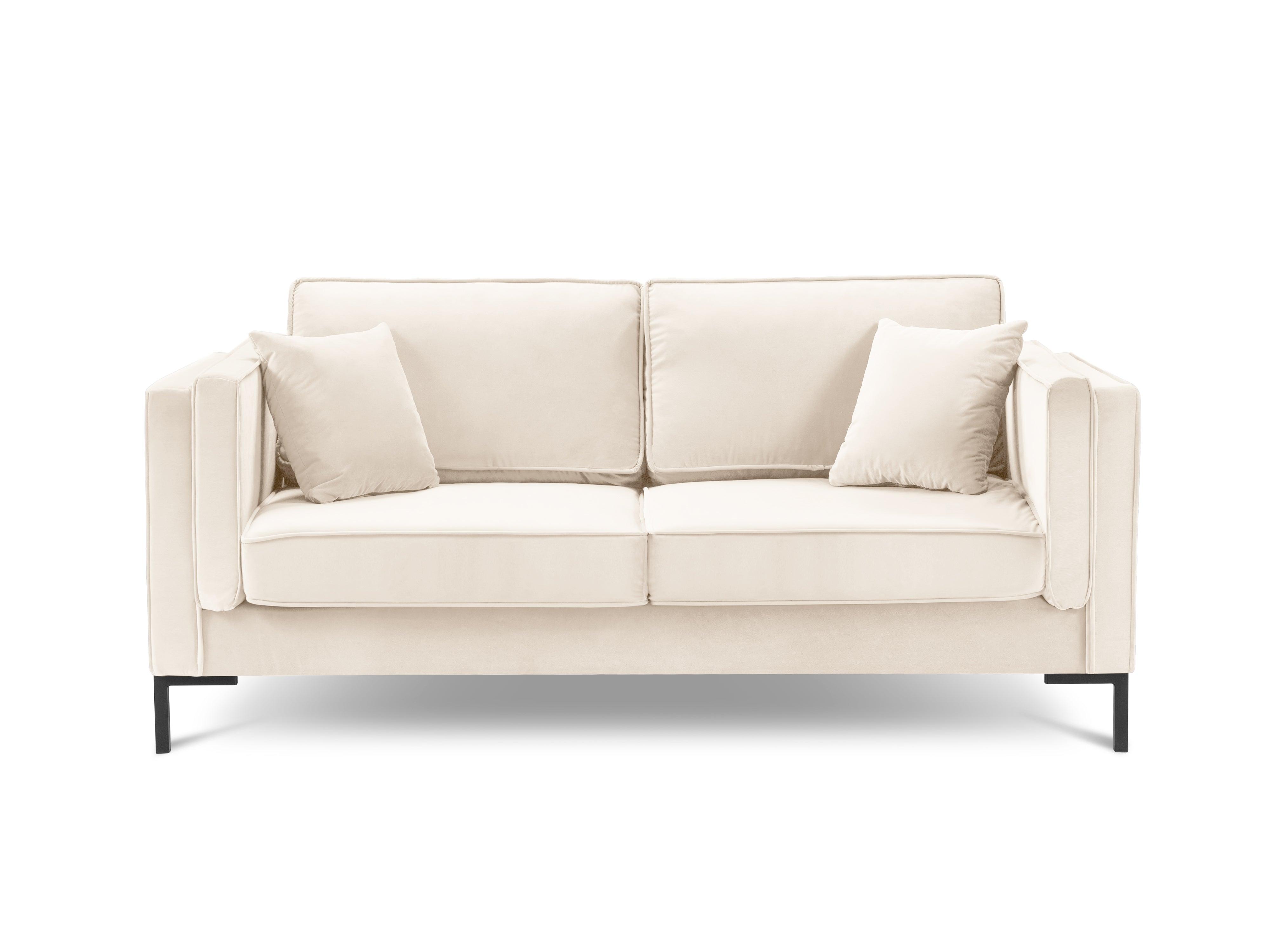 Sofa aksamitna 2-osobowa LUIS beżowy z czarną podstawą Milo Casa    Eye on Design