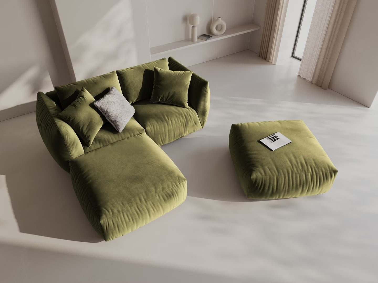 Sofa modułowa aksamitna CHRIS - element prawostronny jasnozielony