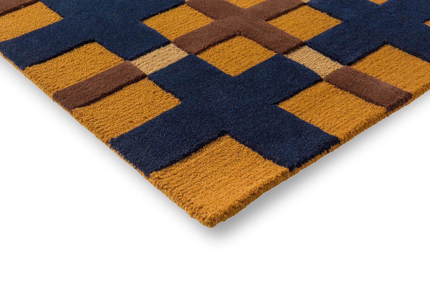 Milano navy-yellow decor rug