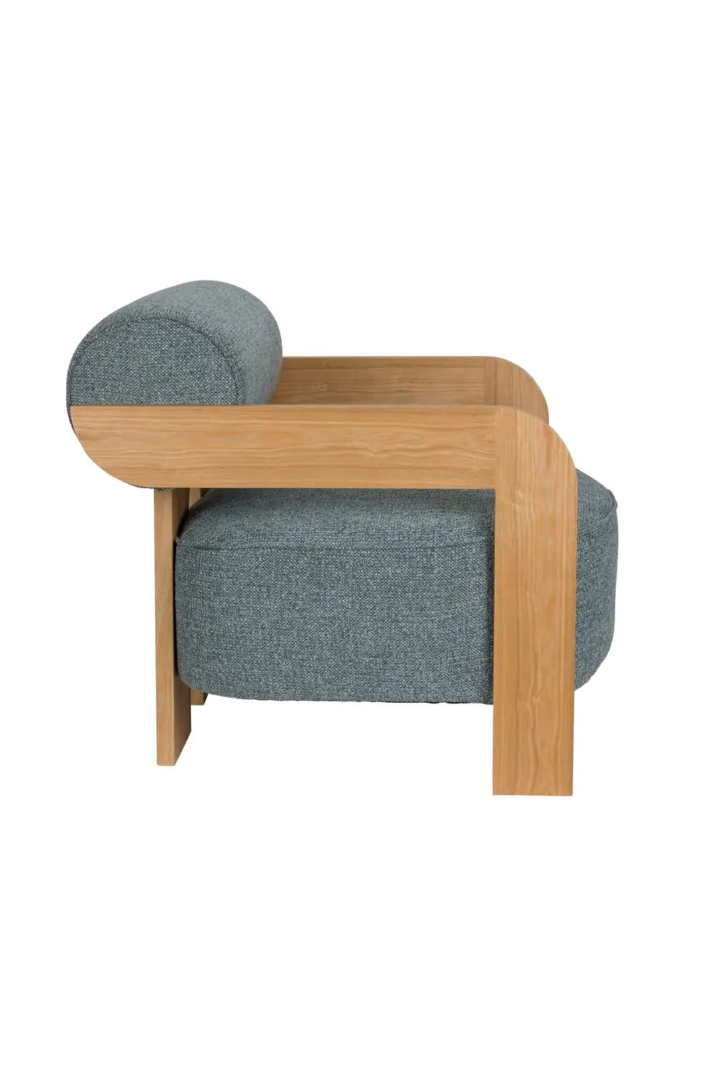 Oolong Blue armchair with a wooden base