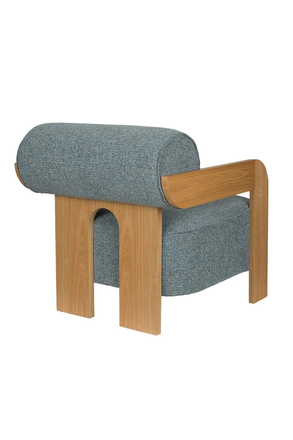 Oolong Blue armchair with a wooden base