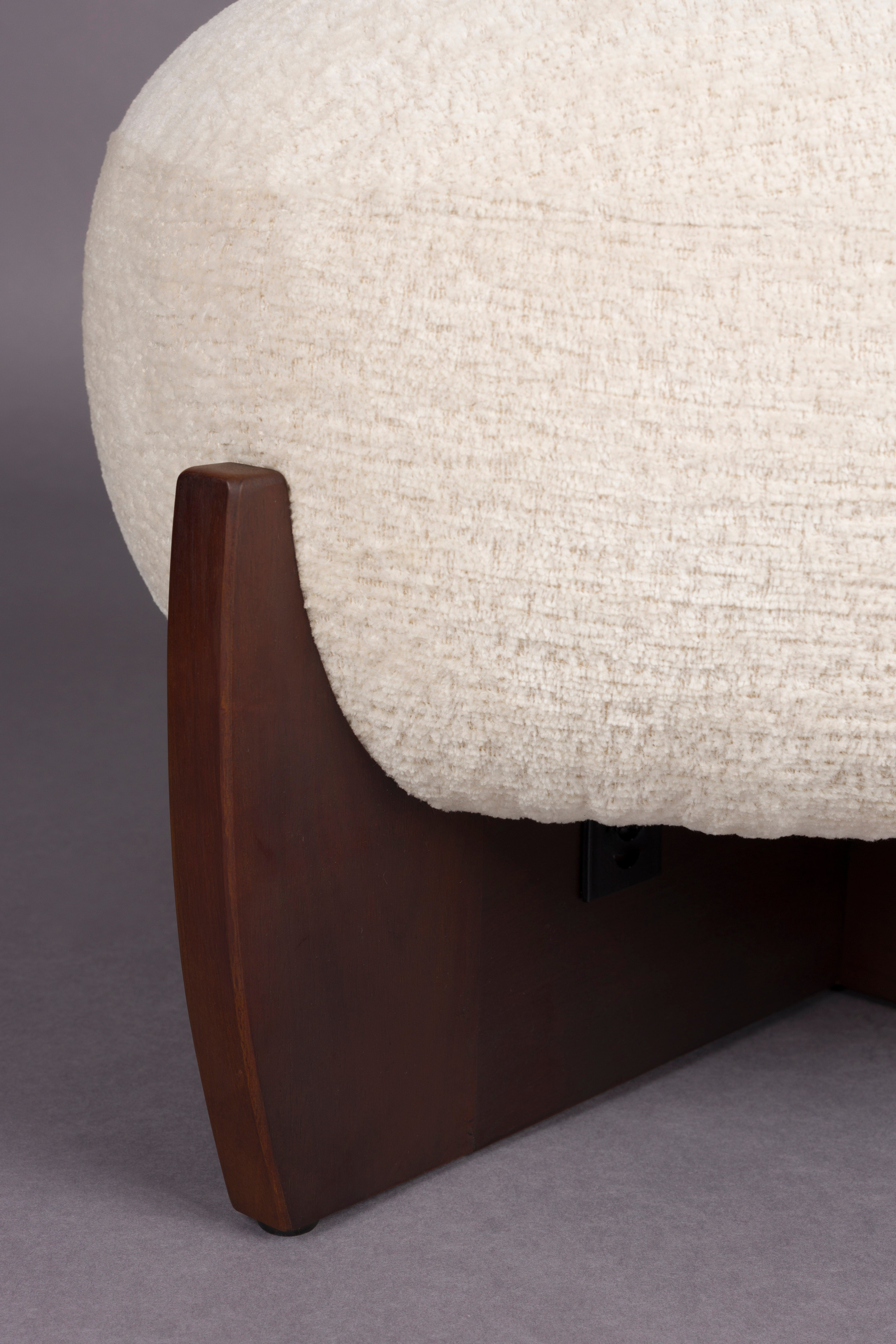 Puf EMILIUS beige mit Holzfuß