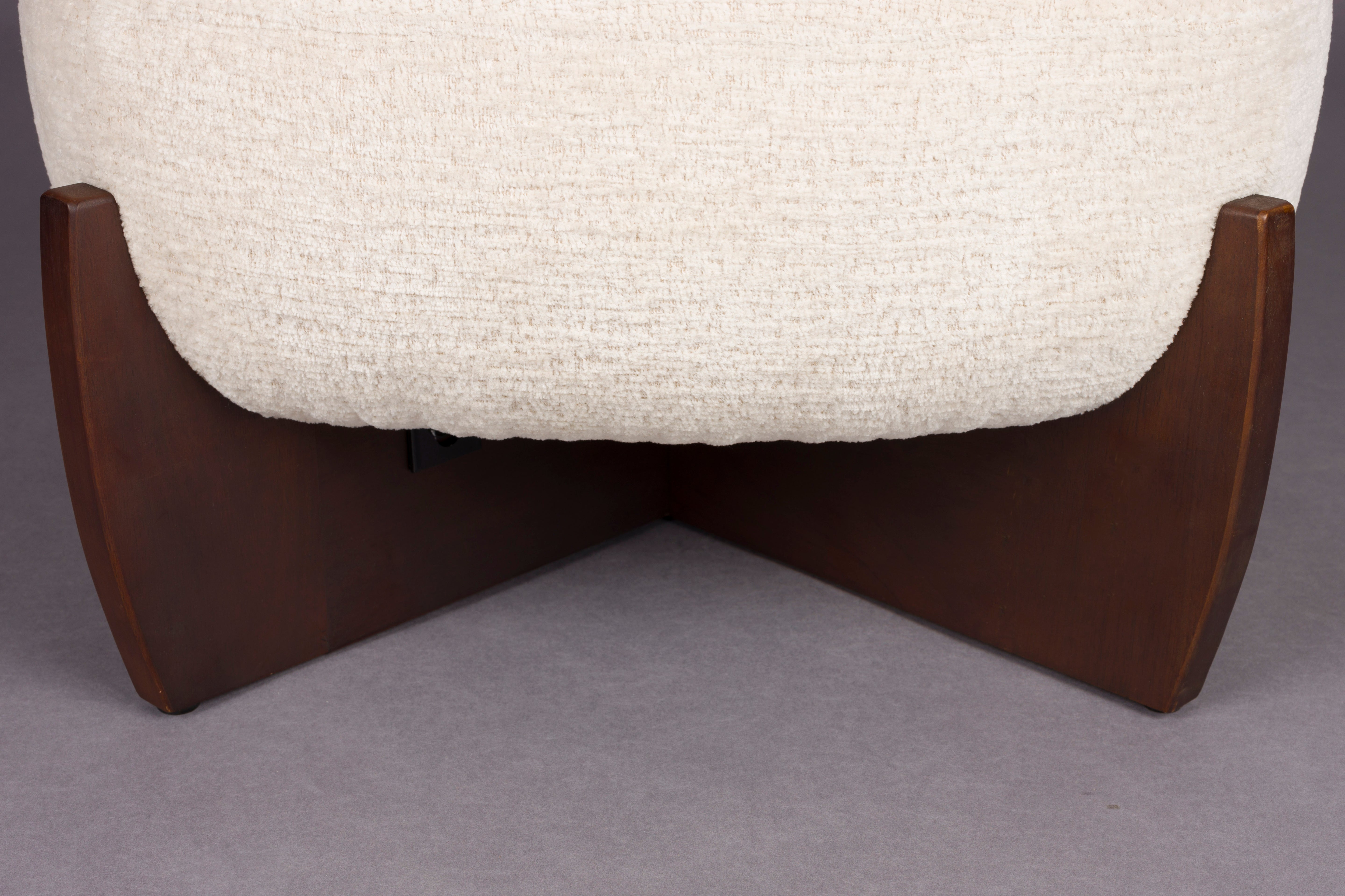 Puf EMILIUS beige mit Holzfuß