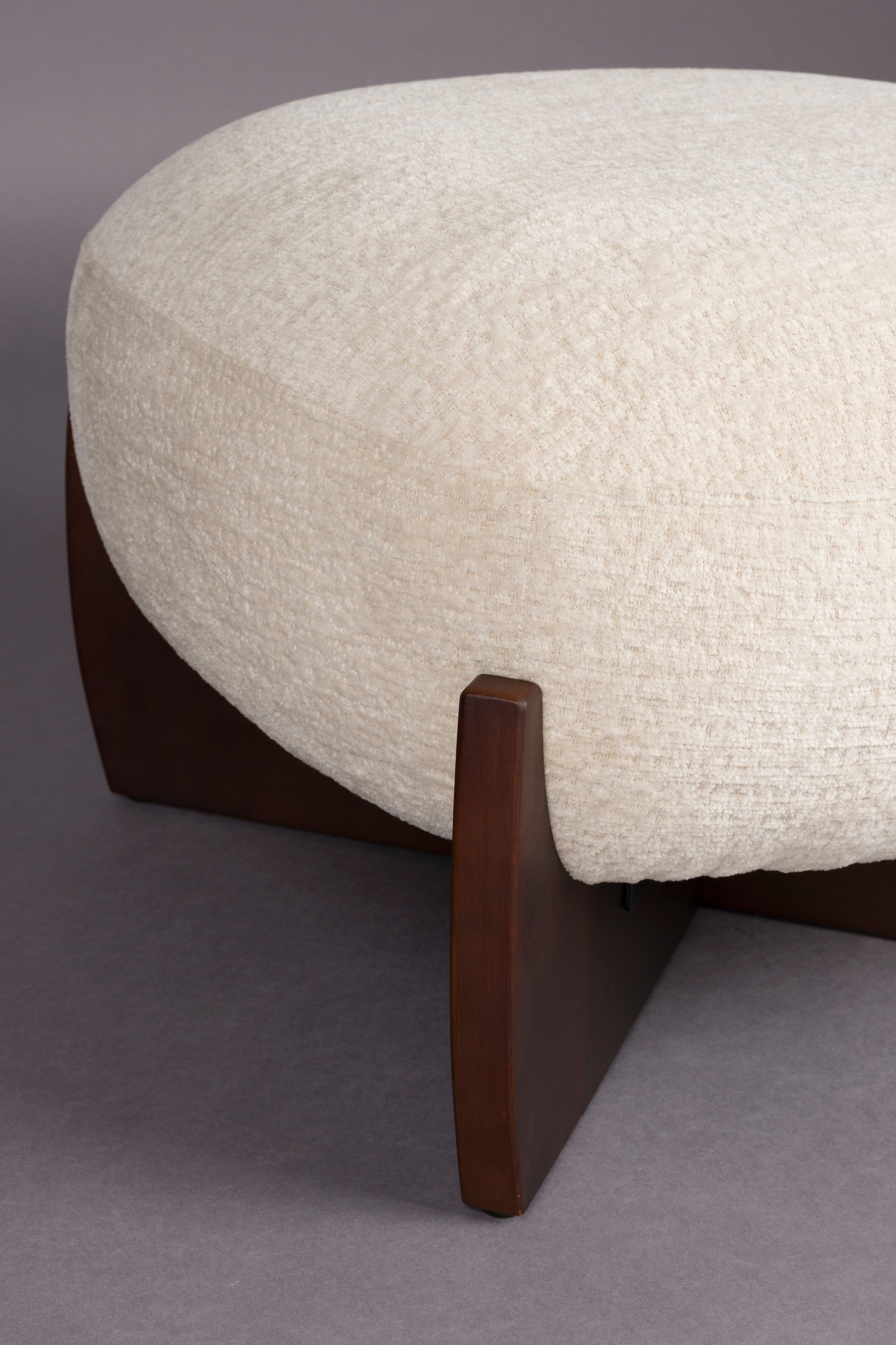 Puf EMILIUS beige mit Holzfuß