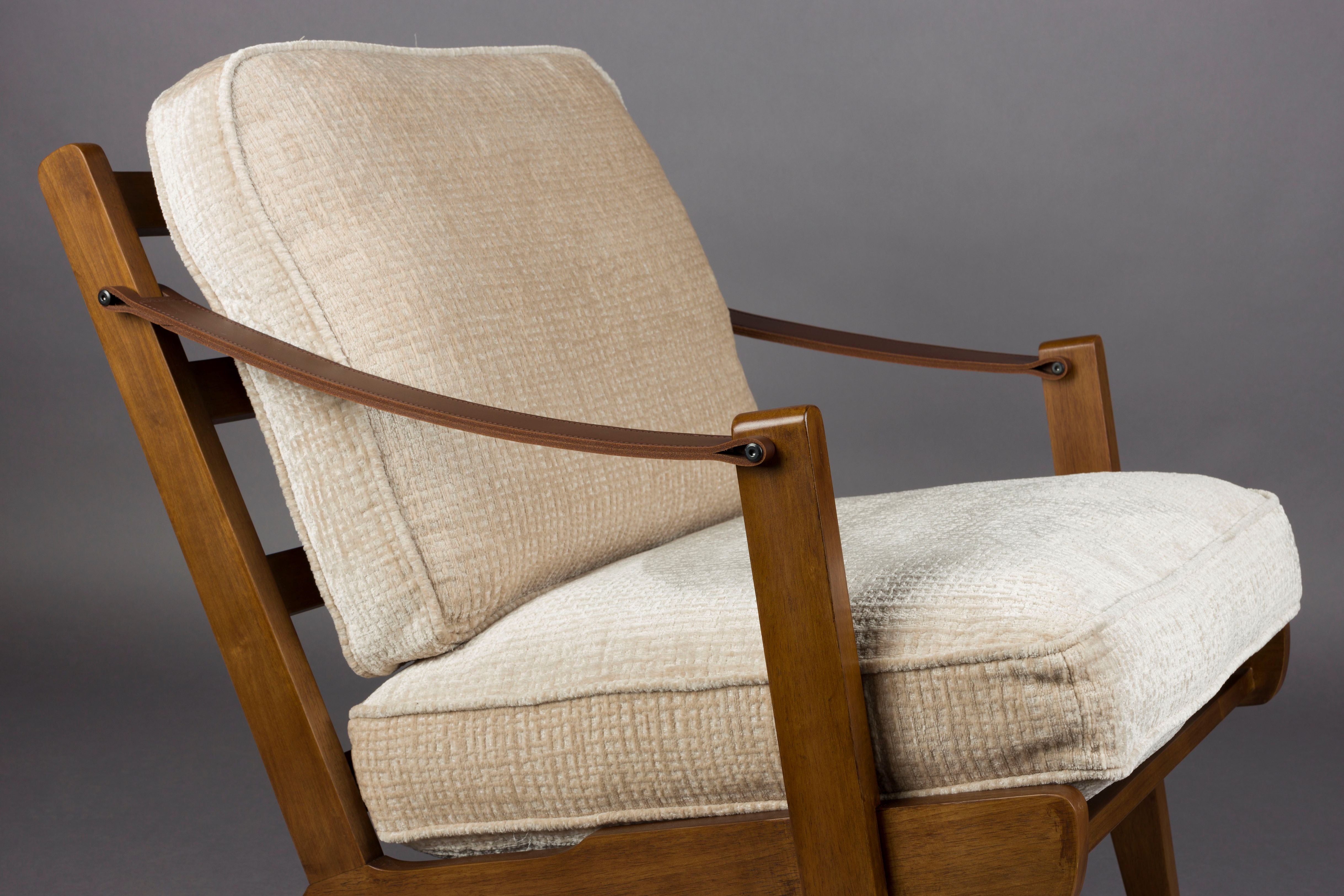 Sessel WASHINGTON beige mit Holzgestell