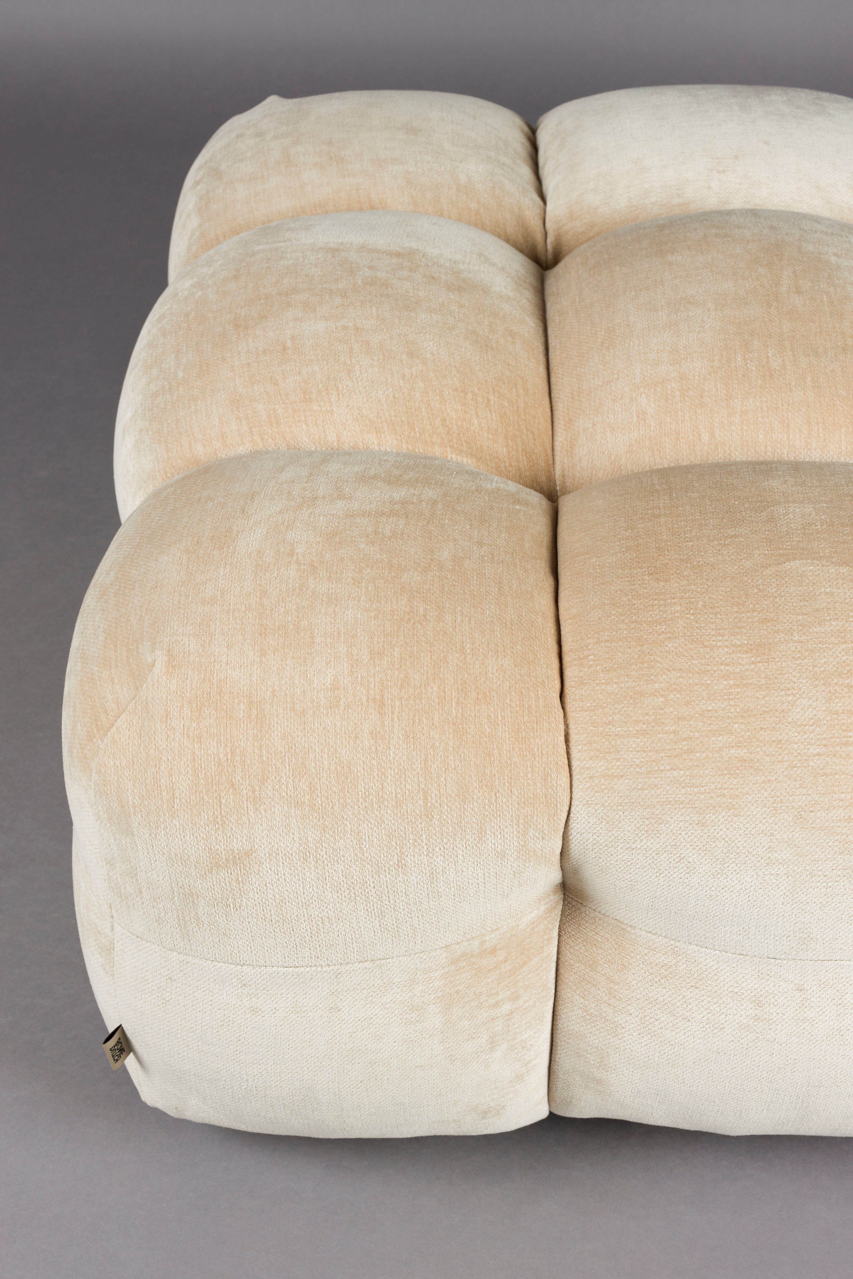 HACKMAN Pouf aus beigem Velours