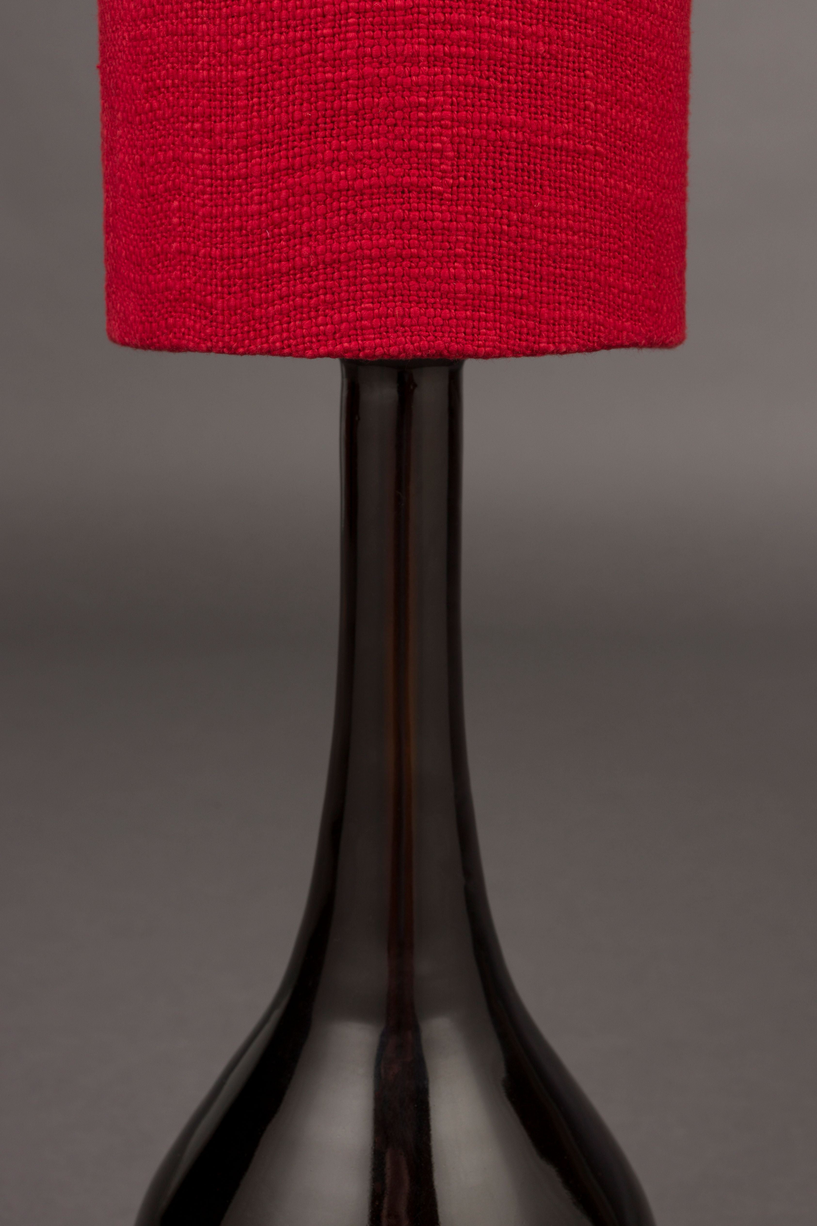Tischlampe JULES rot mit braunem Fuß