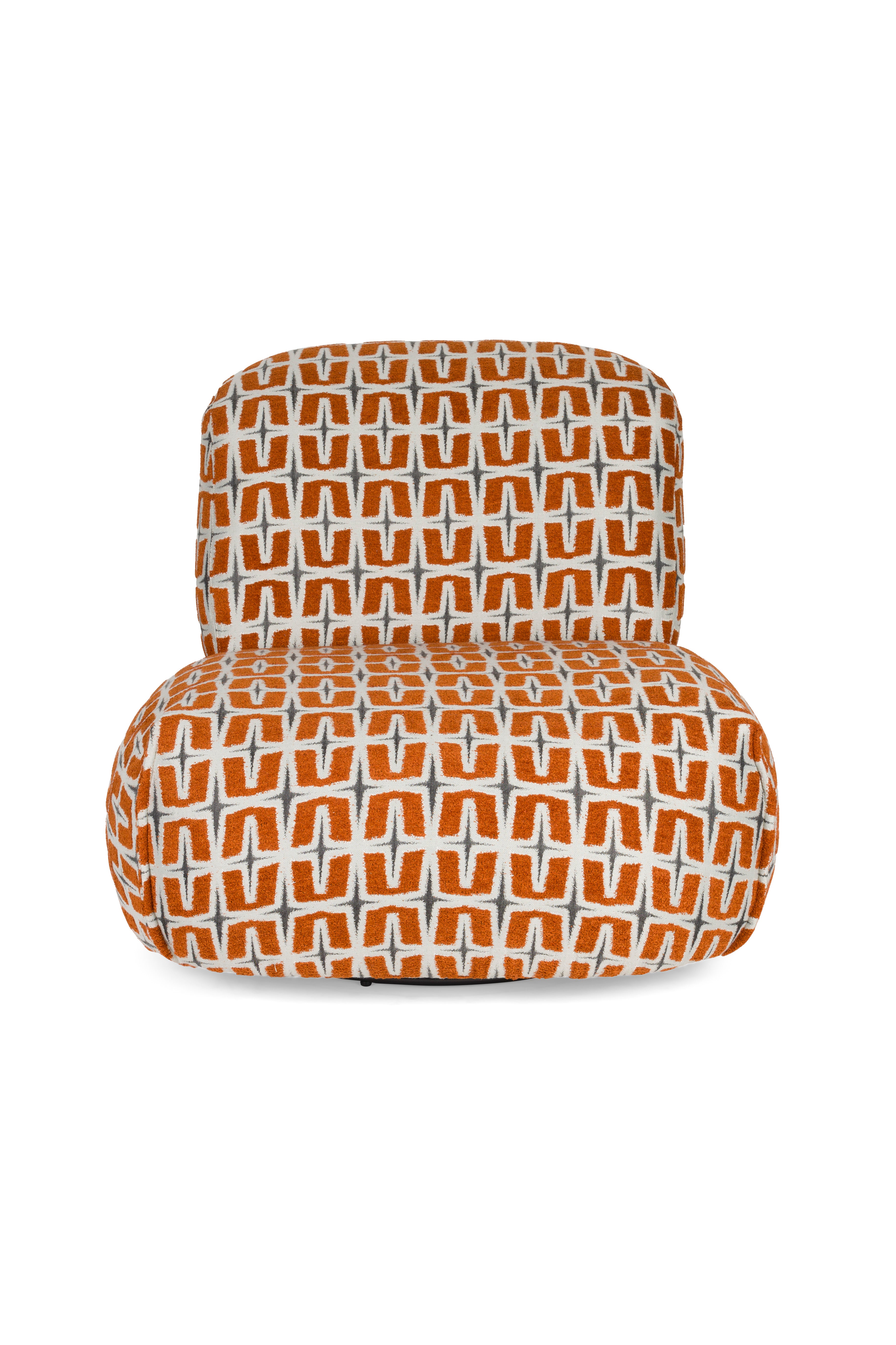 RITZ armchair in orange with geometric pattern