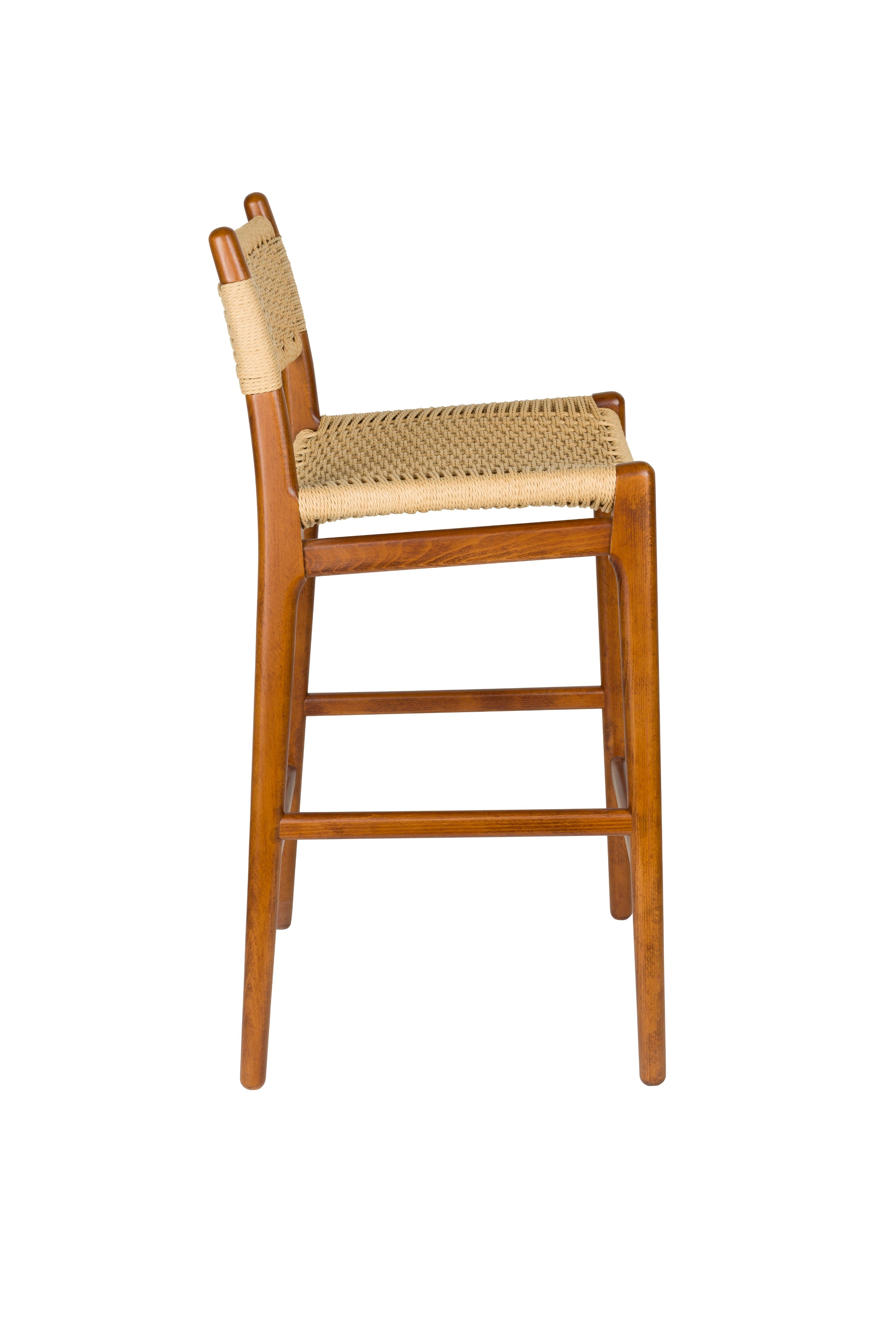 Hocker CECILE aus Buchenholz mit Nussbaum-Finish