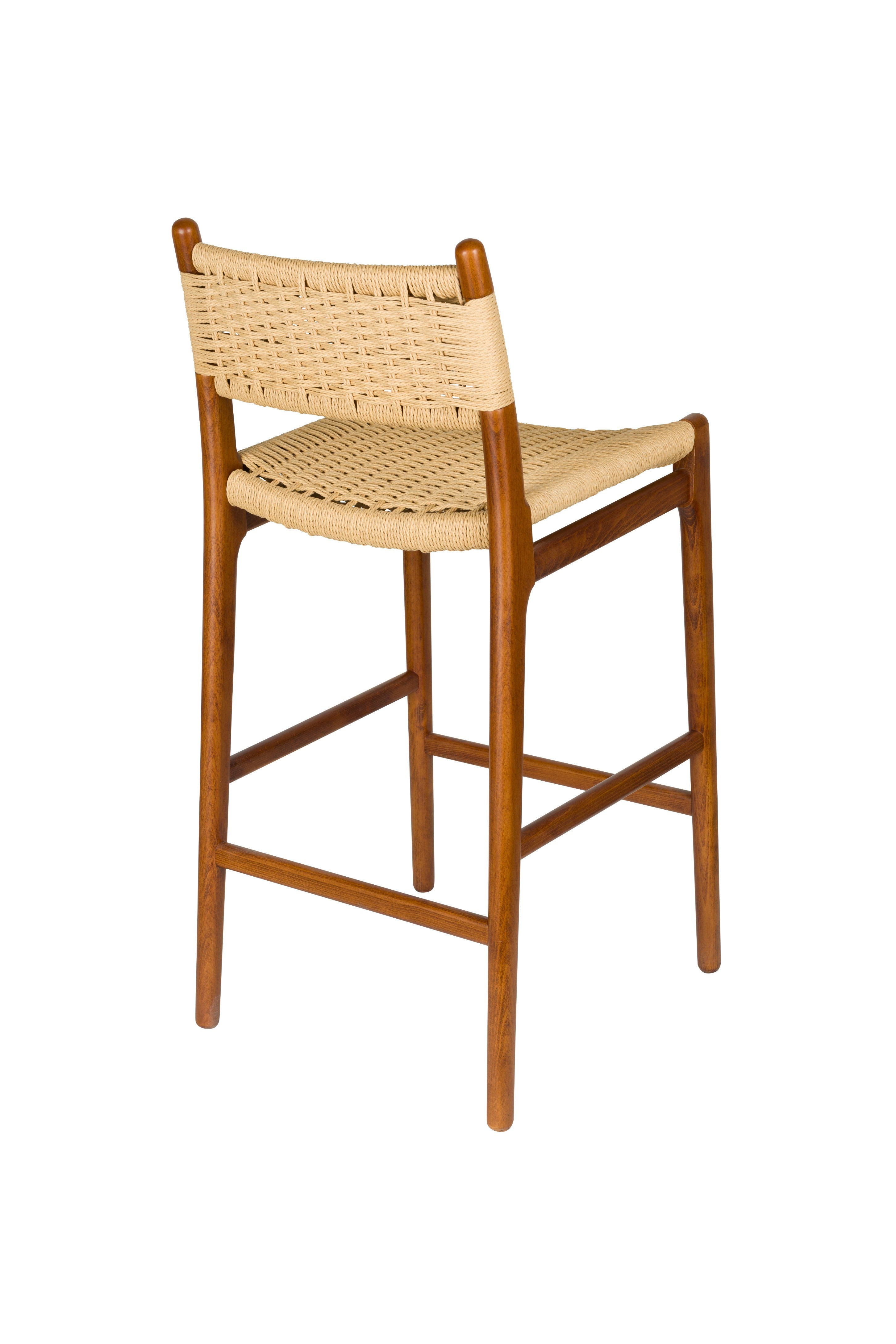 Hocker CECILE aus Buchenholz mit Nussbaum-Finish